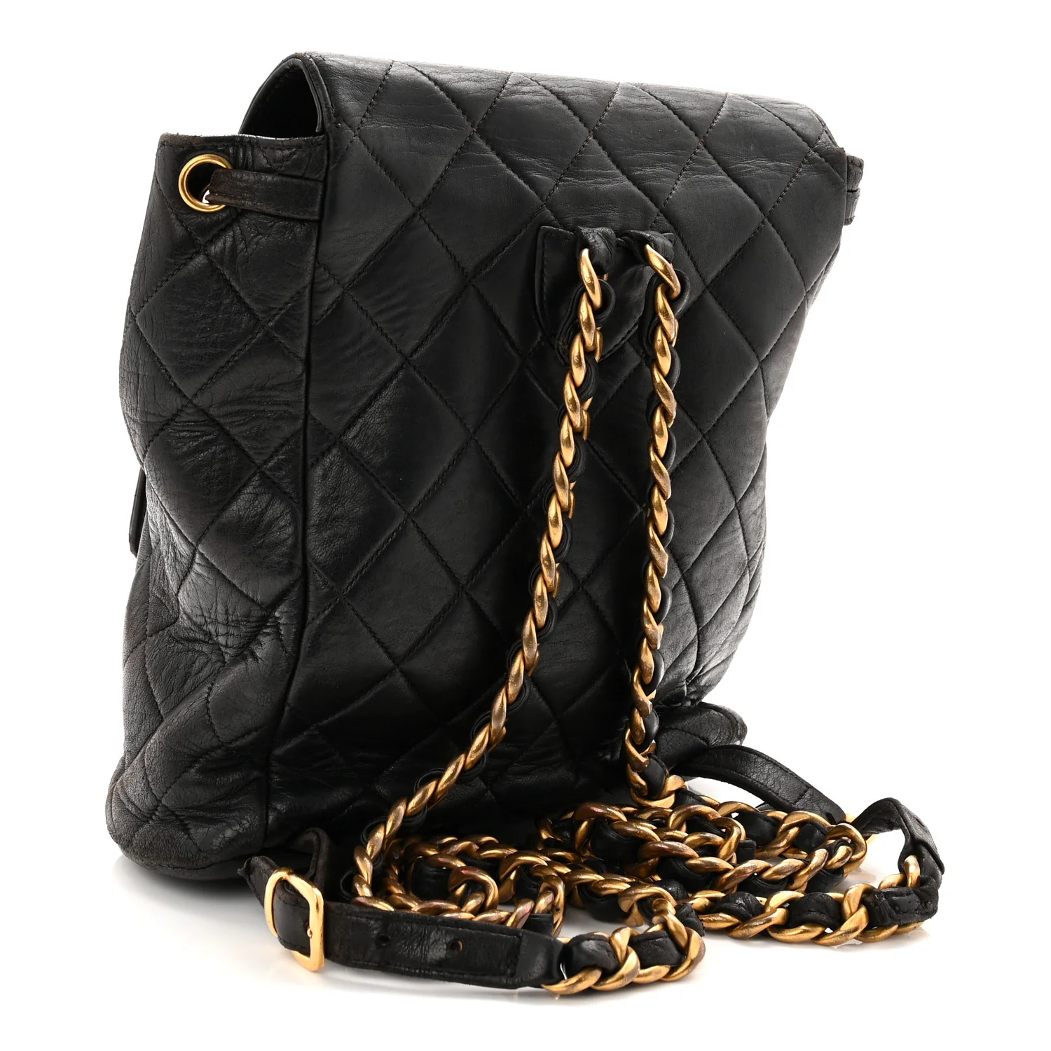 Lambskin Quilted Drawstring Backpack Black - Top Club