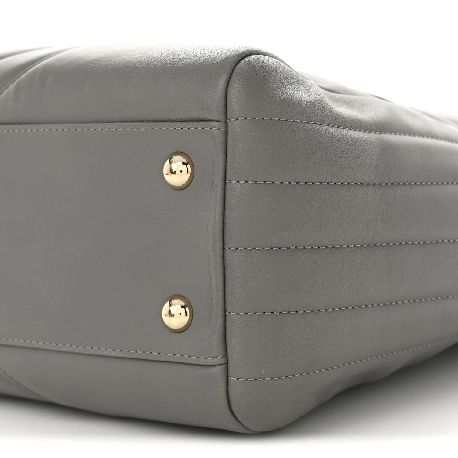 Calfskin Chevron Quilted Statement Shopping Tote Grey - Top Club