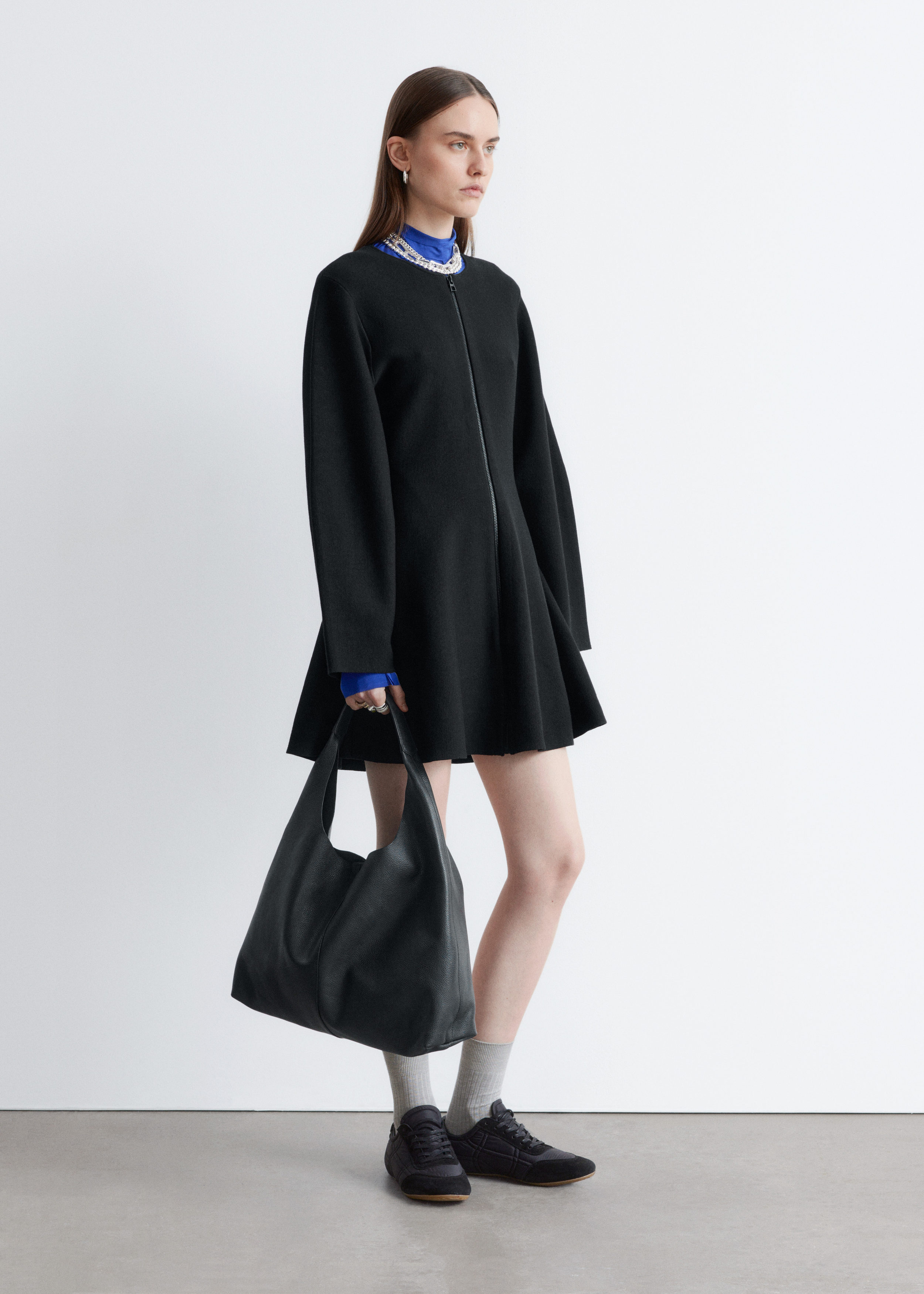& Other Stories SCULPTURAL-SLEEVE KNITTED MINI DRESS