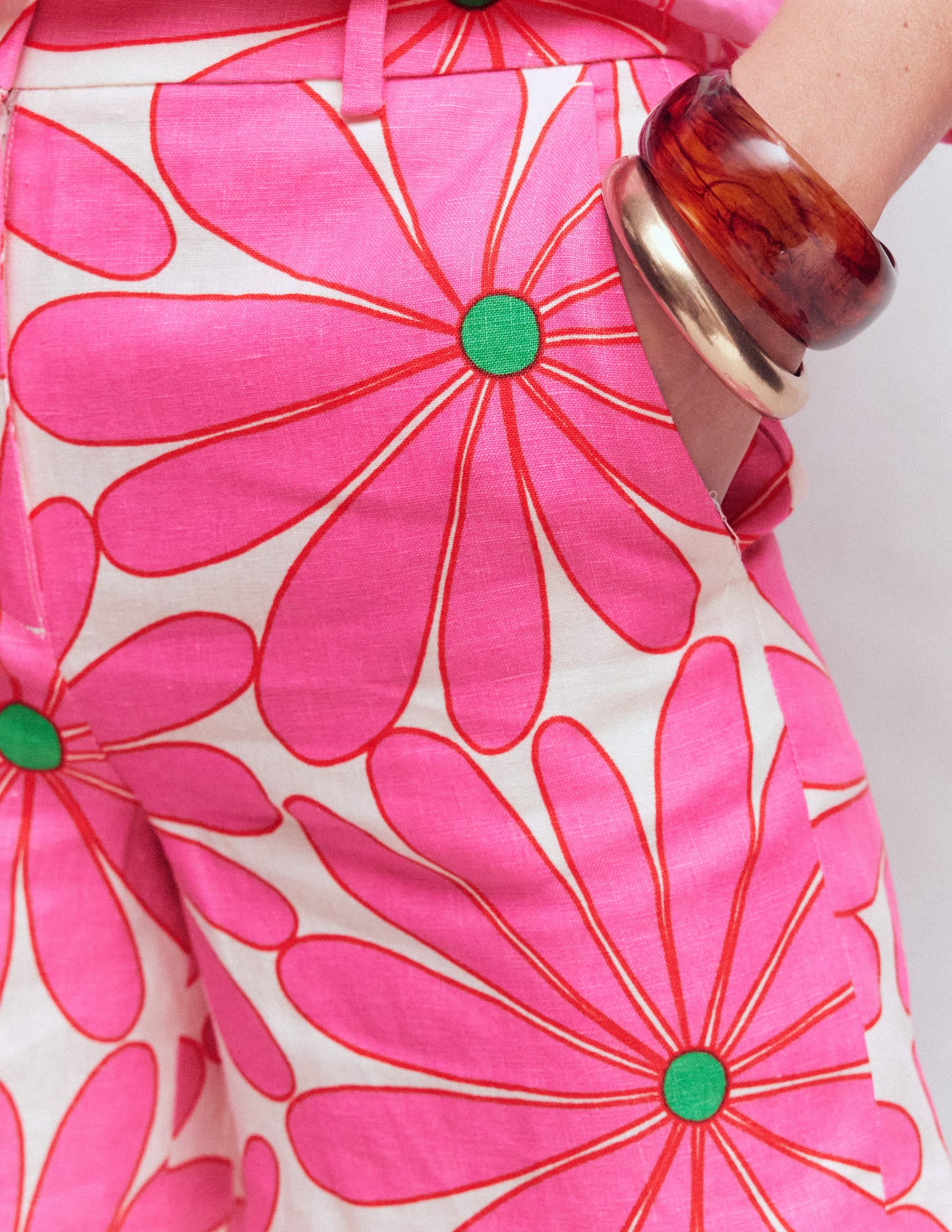 Belgravia Leinenshorts-Rosa, Gänseblümchen