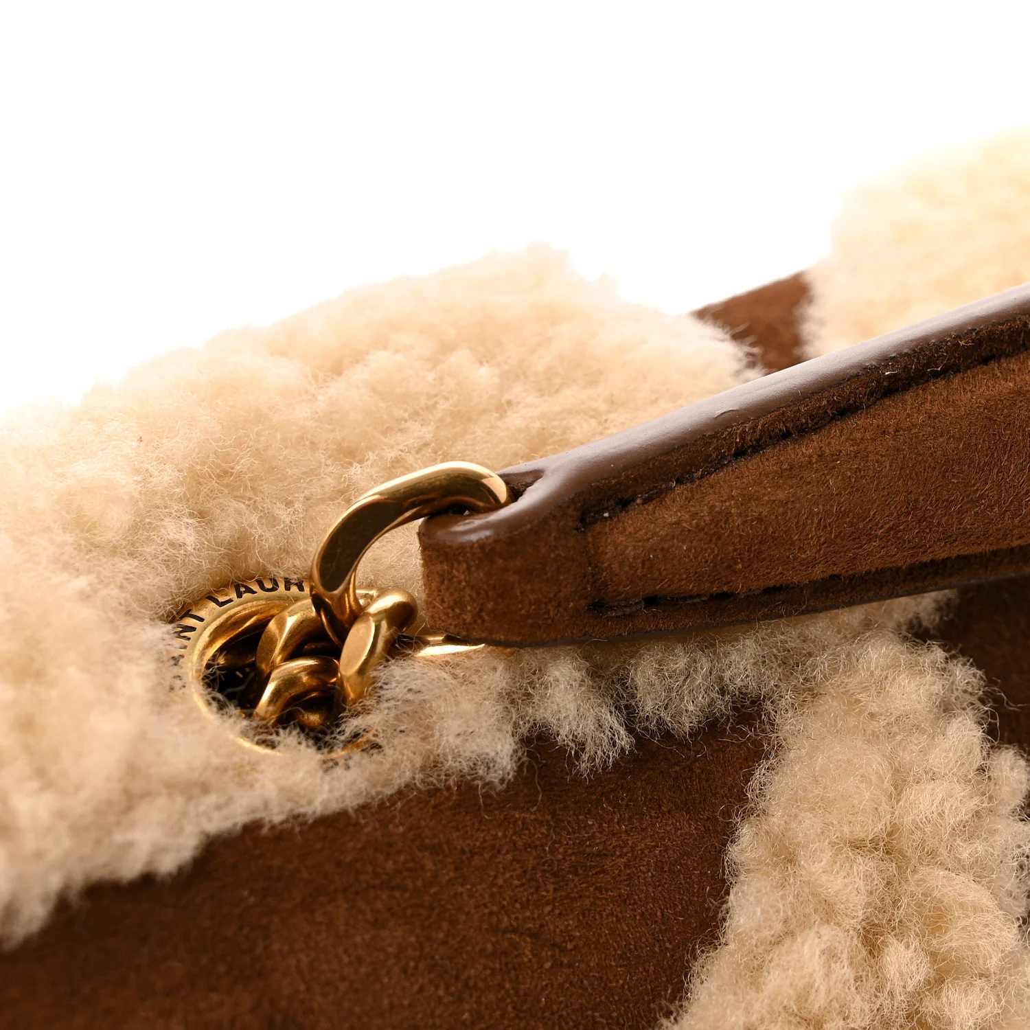 Suede Shearling Patchwork Monogram Medium Jamie Brown Beige - Top Club