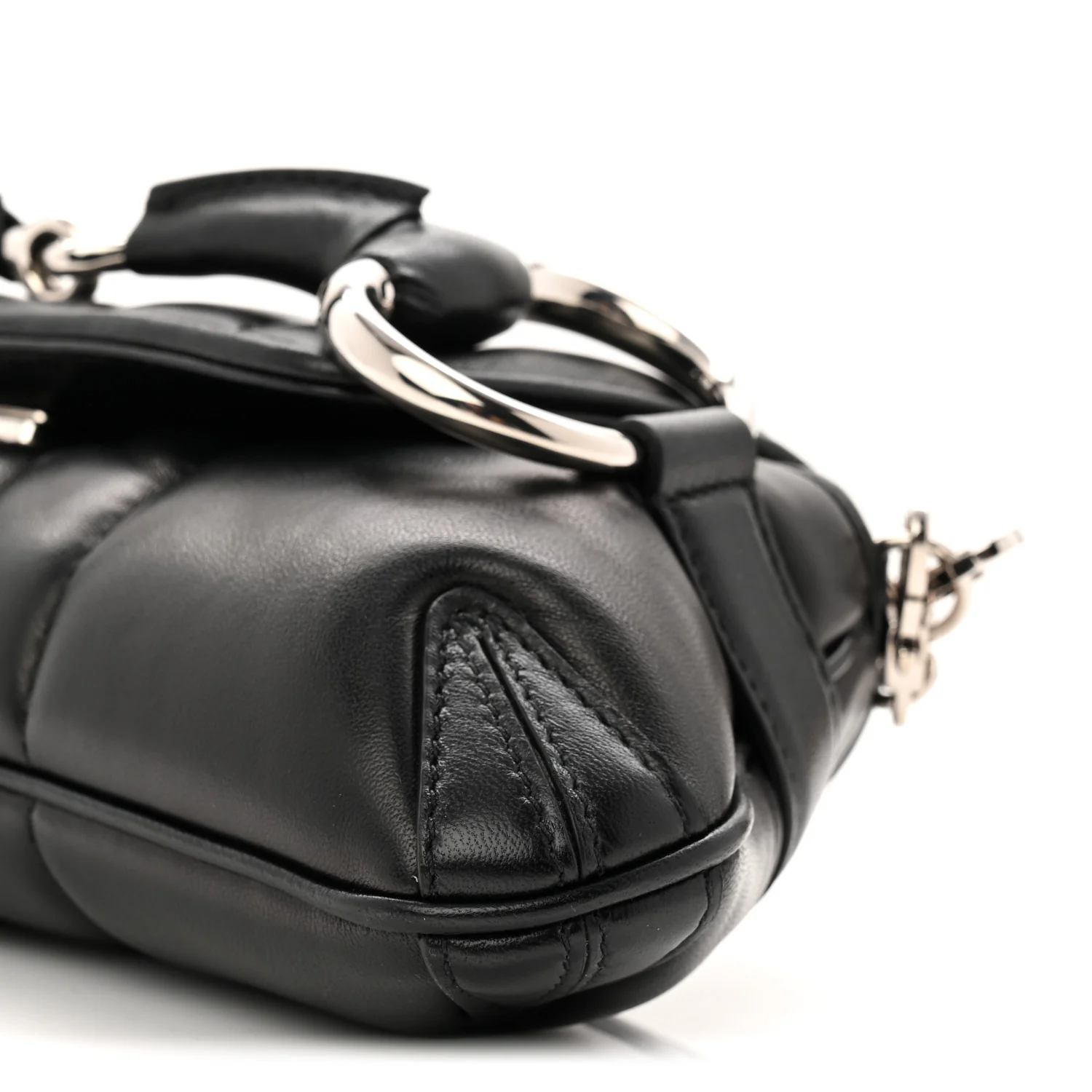 Nappa Vertical Matelasse Small Maxi Horsebit Chain Shoulder Bag Black - Top Club
