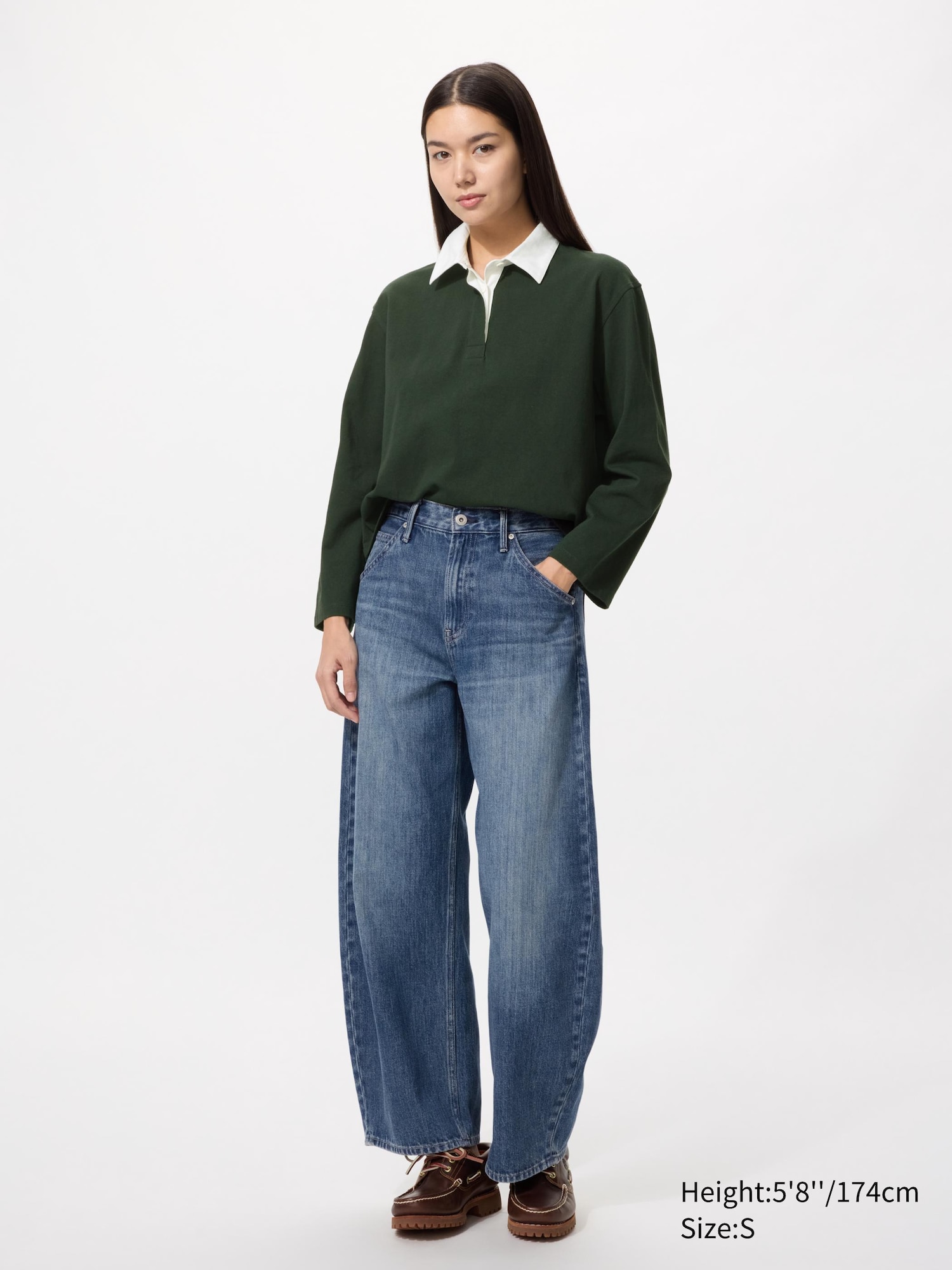 Washed Cotton Polo Shirt Long Sleeve