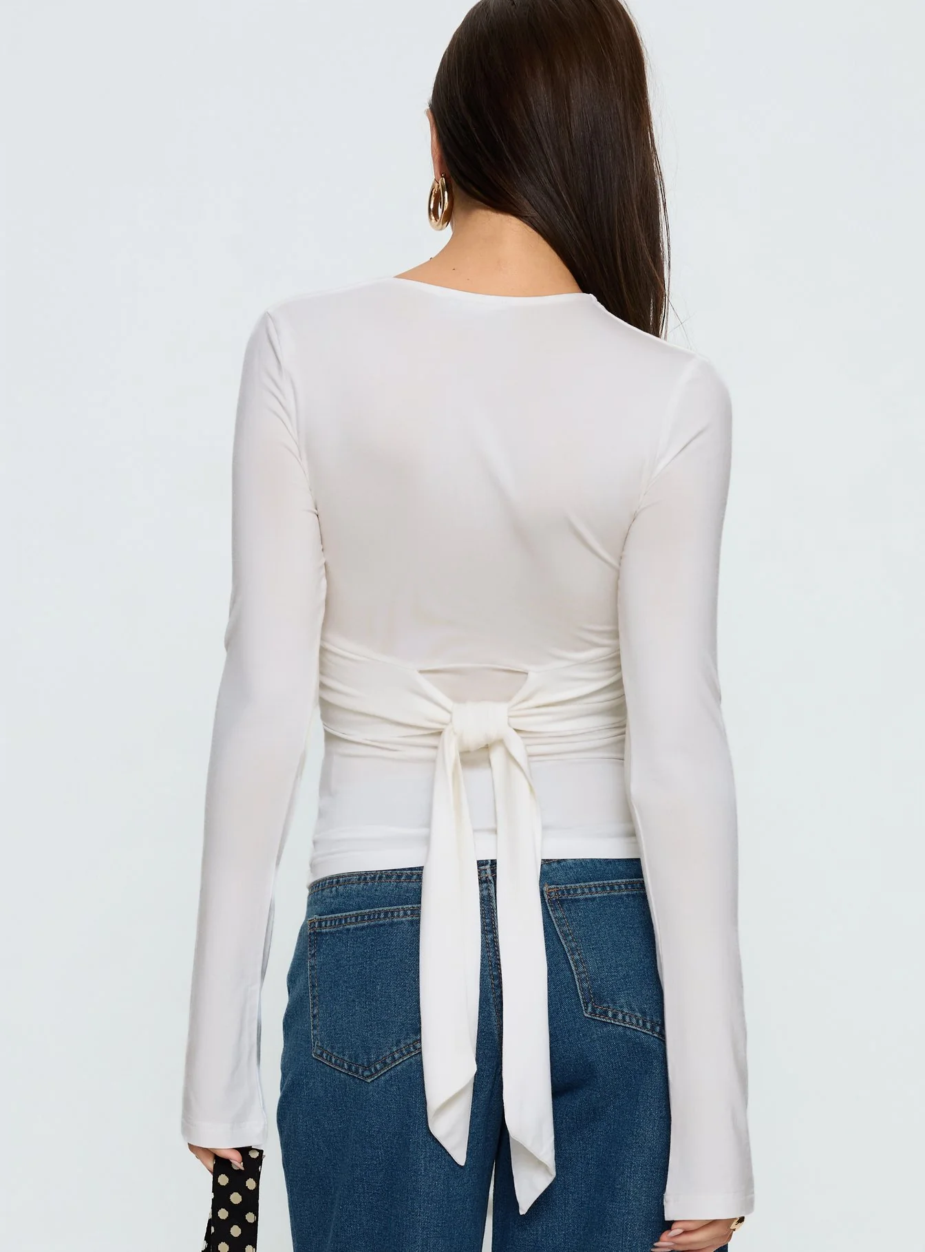 Madelon Long Sleeve Wrap Top White