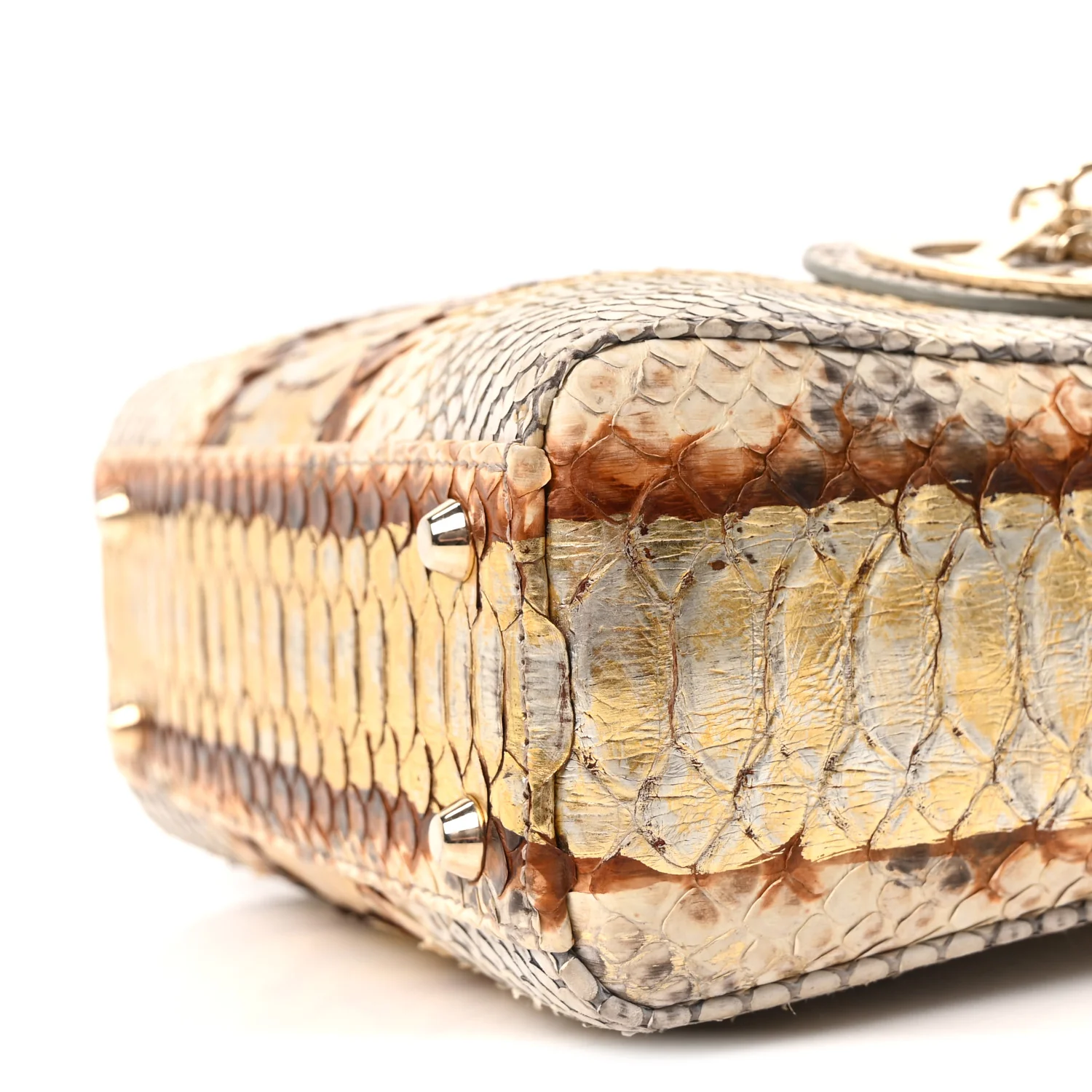 Snakeskin Mini Lady Dior Beige Gold - Top Club