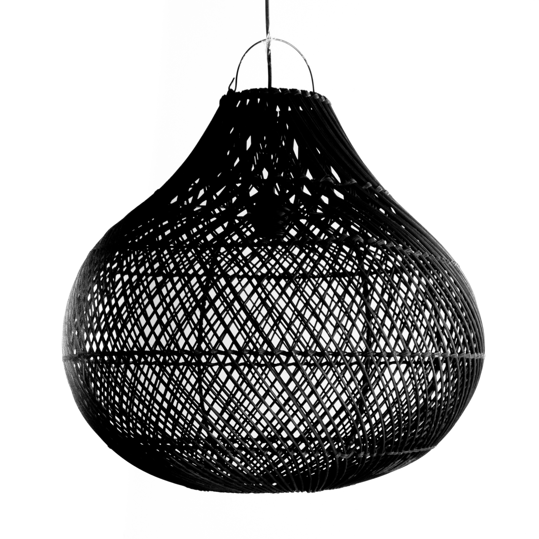 Rotan hanglamp Tegallalang zwart