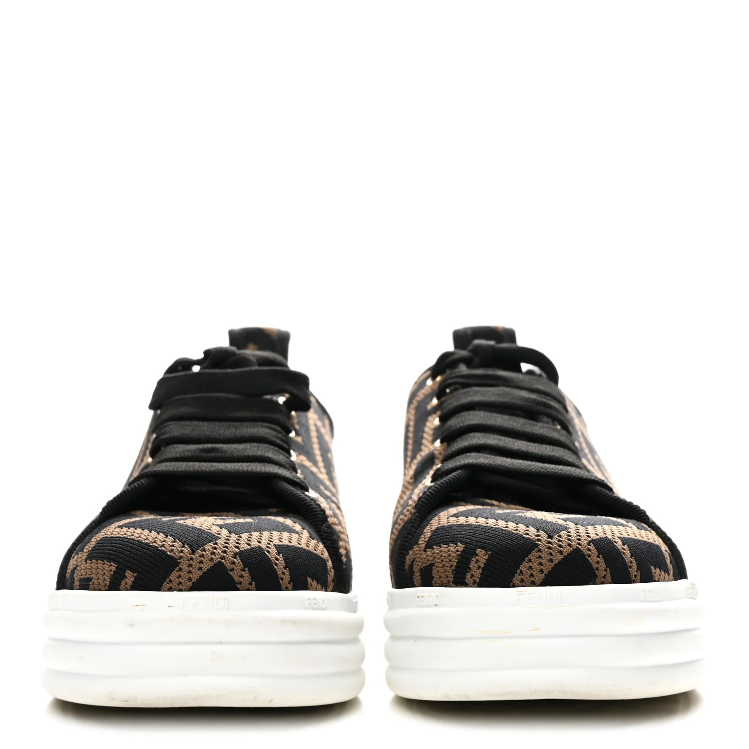 Fabric FF Micro-Perforated Rise Low Top Sneakers 36 Tobacco Black - Top Club