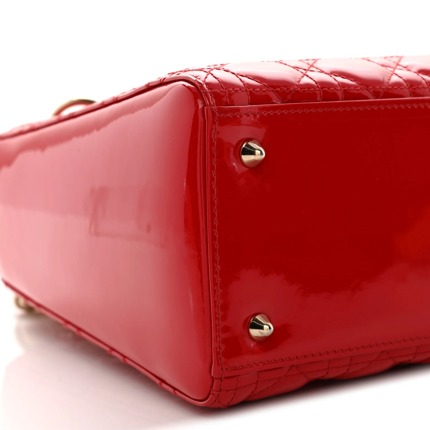 Patent Cannage Medium Lady Dior Red - Top Club