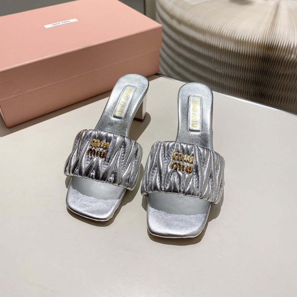 MiuMiu Matelass?? nappa leather slides - Top Club