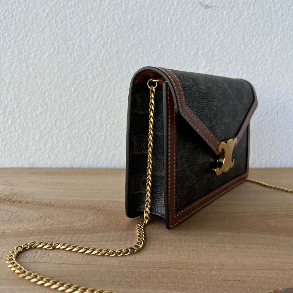 CELINE WALLET ON CHAIN MARGO in TRIOMPHE CANVAS and calfskin(High-end Grade) - Top Club