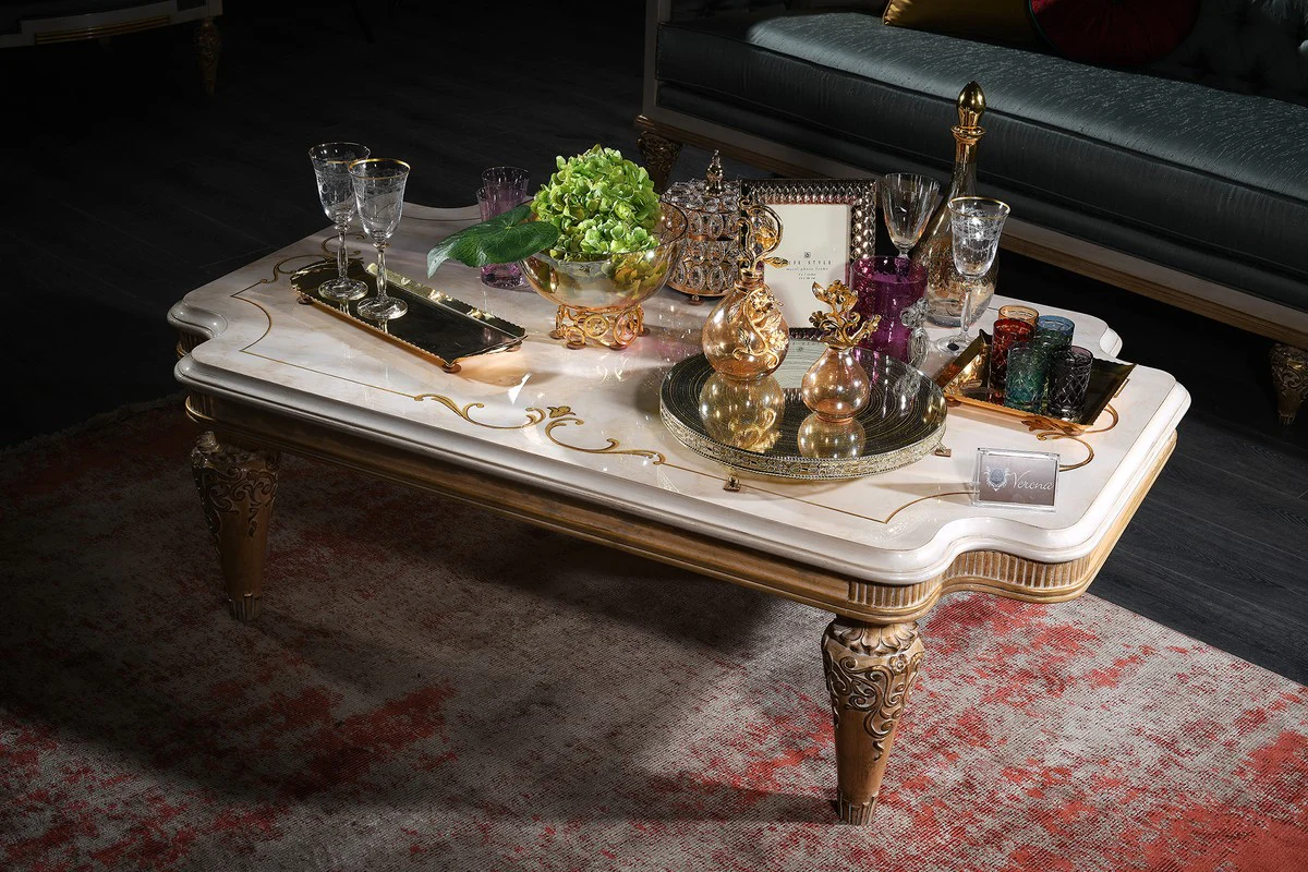 Luxury Baroque Living Room & Dining Room Set Turquoise / White / Gold - Baroque Furniture