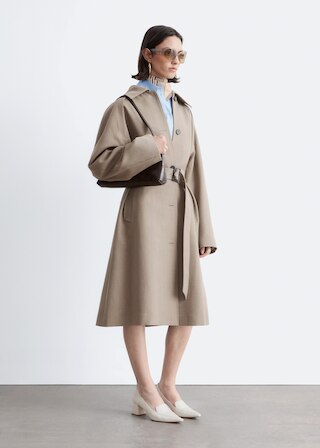 & Other Stories TIE-BELT WOOL TRENCH COAT