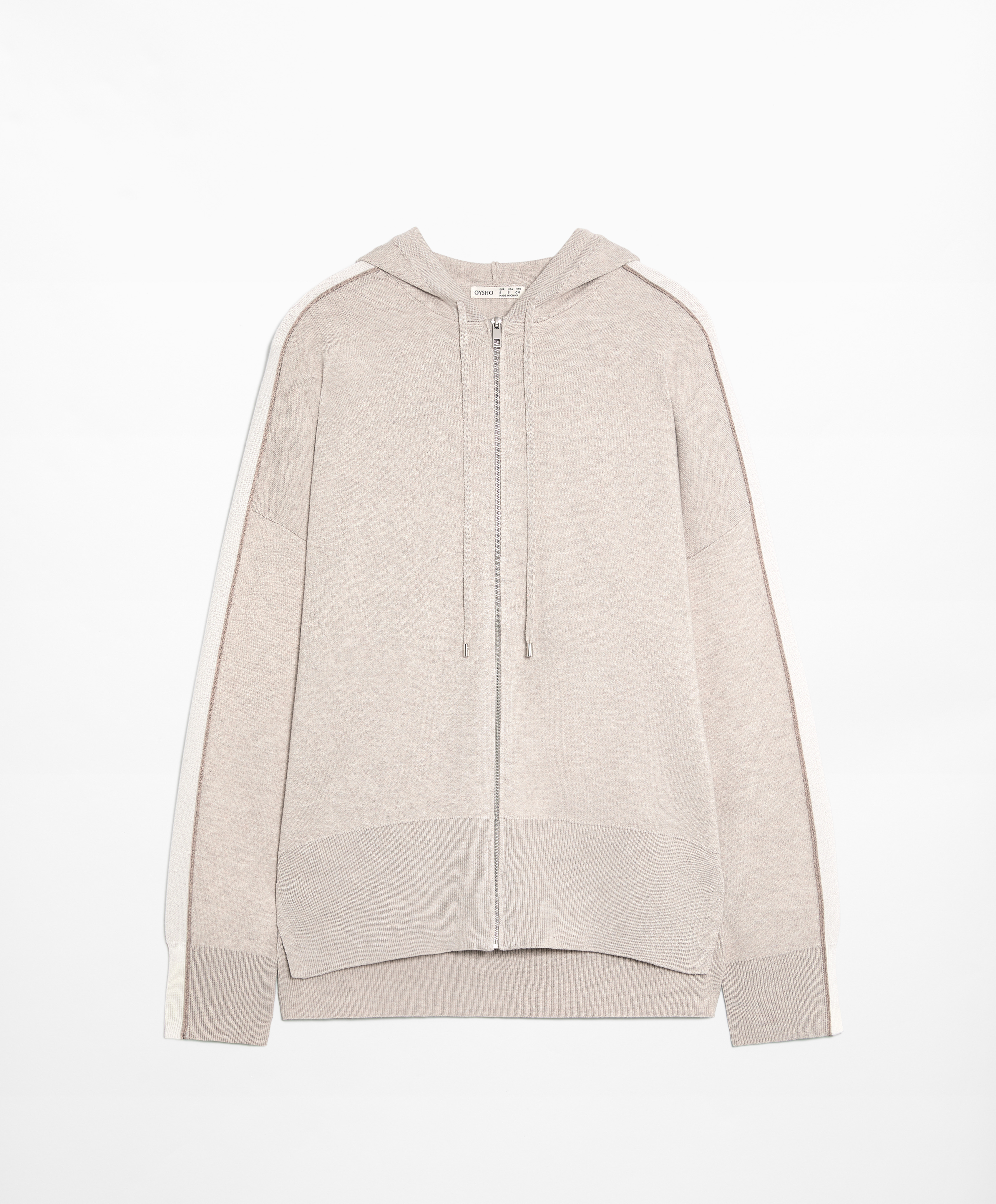 OYSHO Knit zip-up jacket with piping