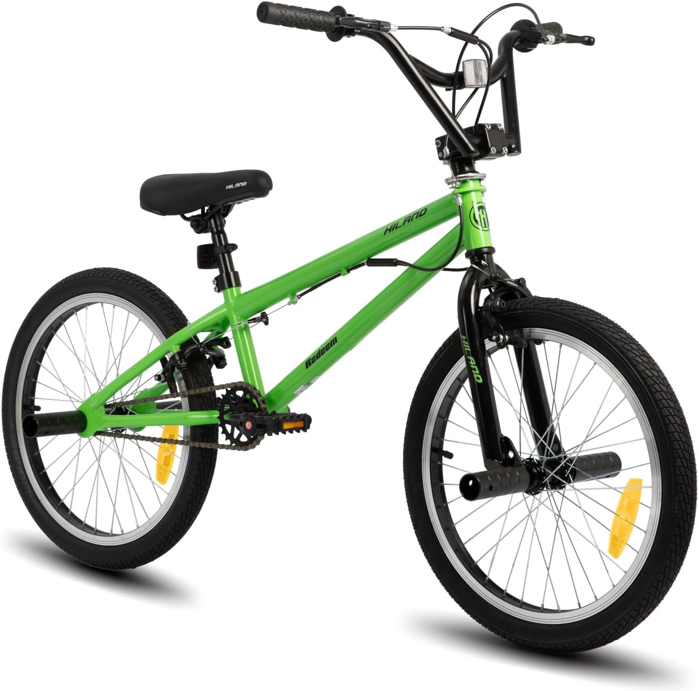 HILAND BMX Freestyle 20 Pollici con 4 Pegs per Ruote e Sistema Sterzo Rotore 360°, per Ragazzi, Ragazze e Adolescenti dai 7 Anni in Su, Nero/Verde/Rosso/Bianco