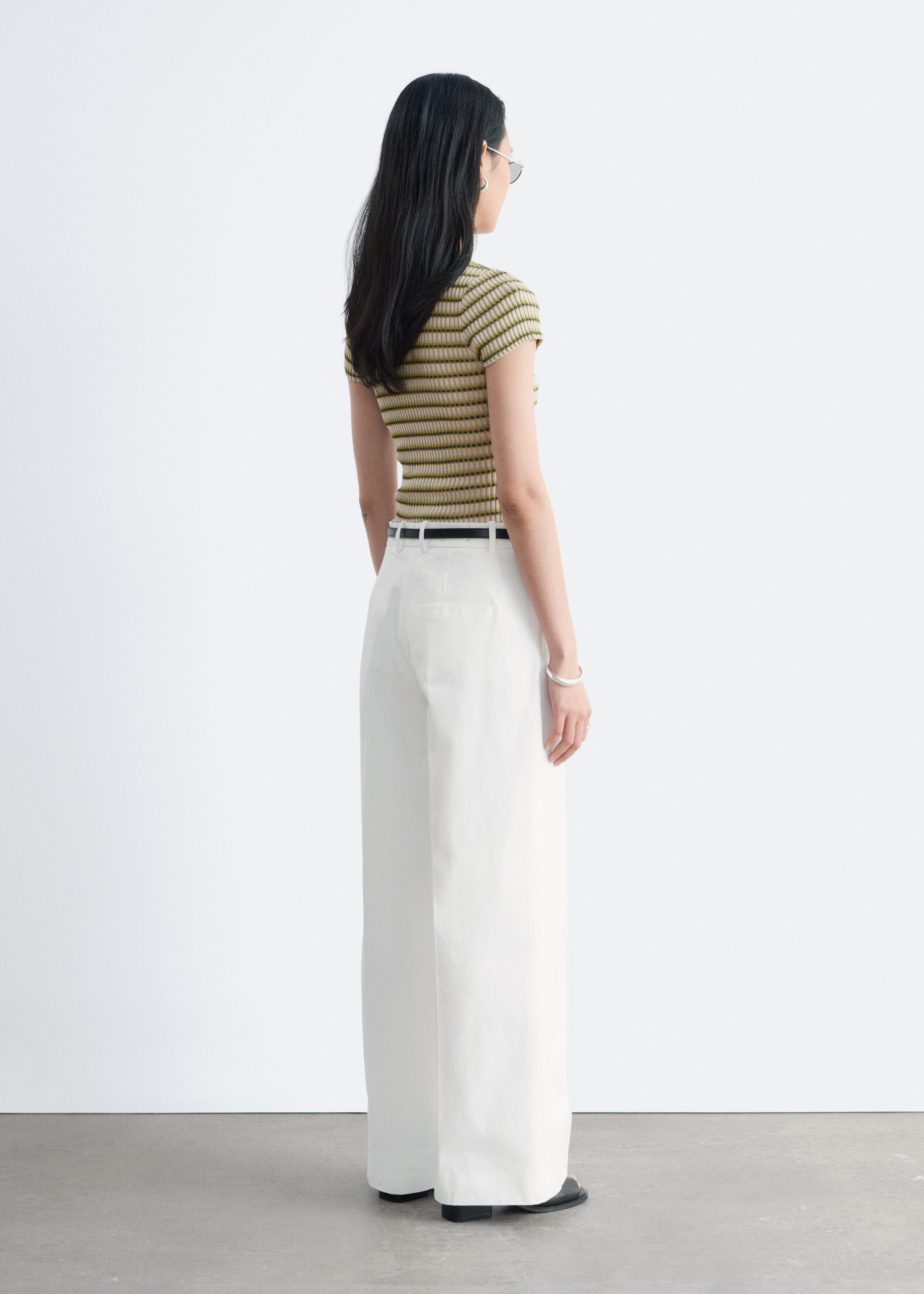 & Other Stories STRIPED RIB-KNIT T-SHIRT
