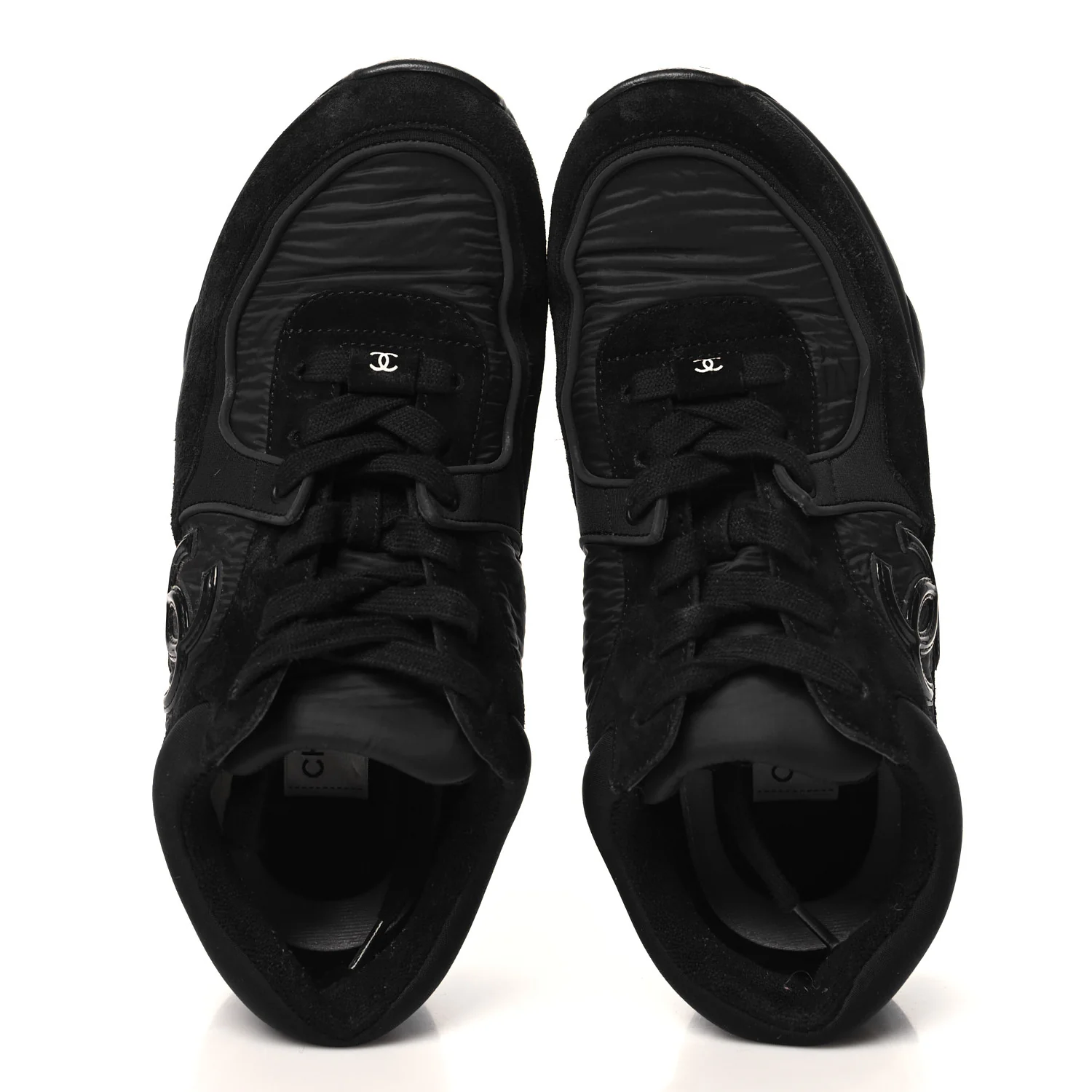 Nylon Calfskin Suede CC Sneakers 39 Black