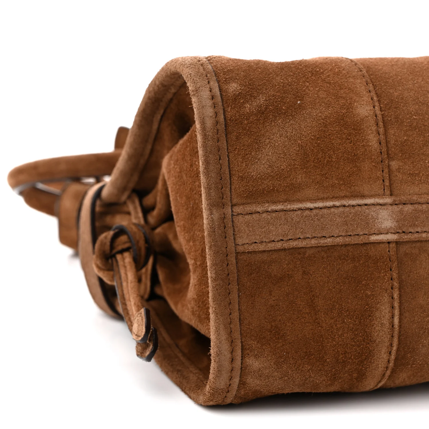 Suede Triangle Medium Bonnie Shoulder Bag Cacao - Top Club