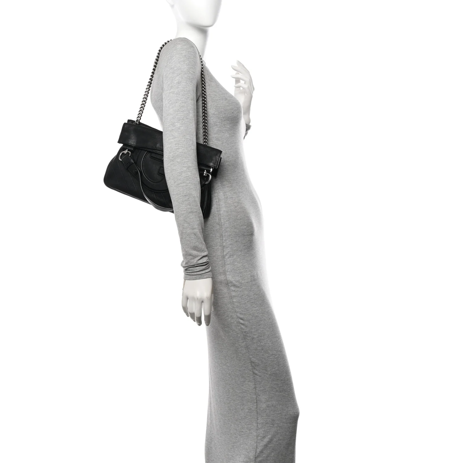 Sakai Be Green Calfskin Diagonal Stitched Small Blondie Tote Black