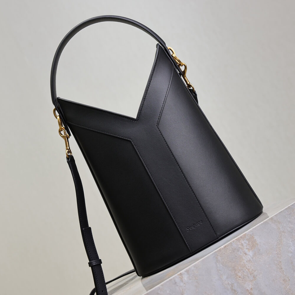 YSL Y top-handle bucket in leather(HIGH-END GRADE) - Top Club