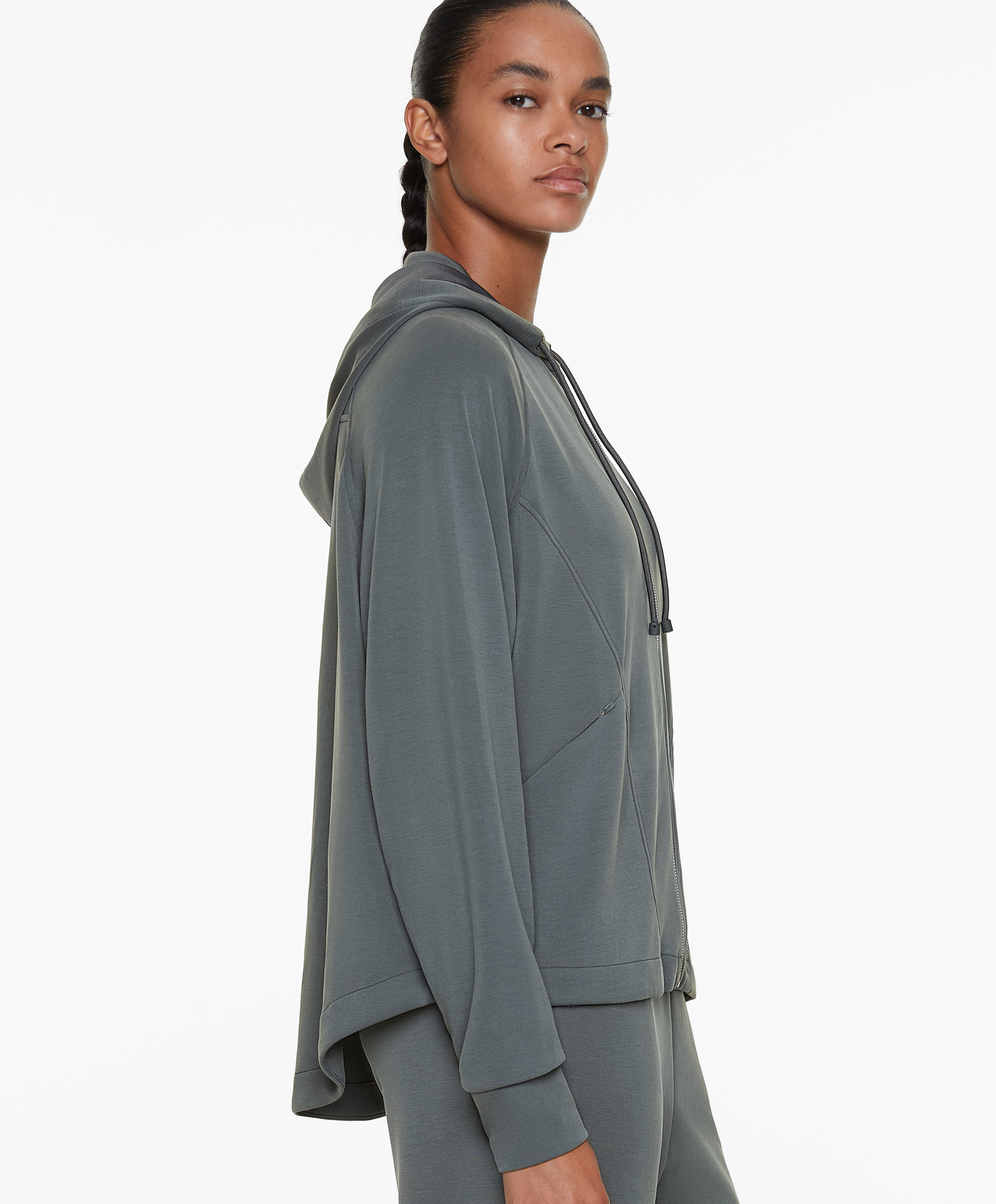 OYSHO Knit hooded jacket with modal