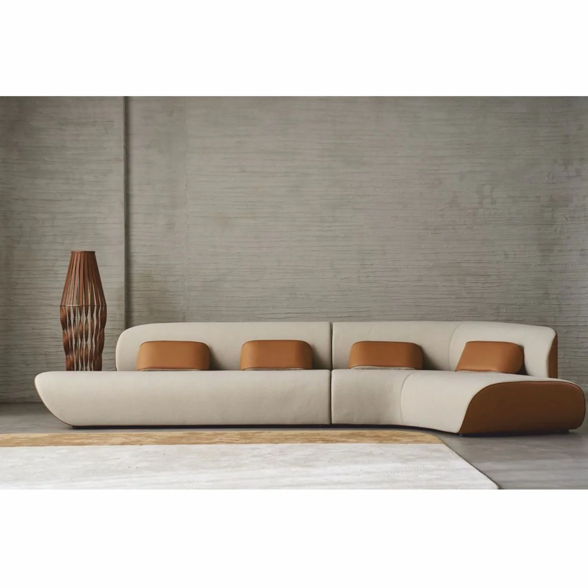 Luxury corner sofa light gray / brown 402 cm - living room & hotel furniture