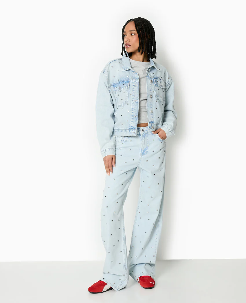 Pimkie Veste en jean avec cœurs métalliques