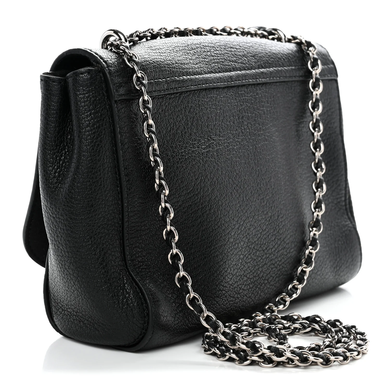 Glossy Goatskin Small Lily Flap Black - Top Club