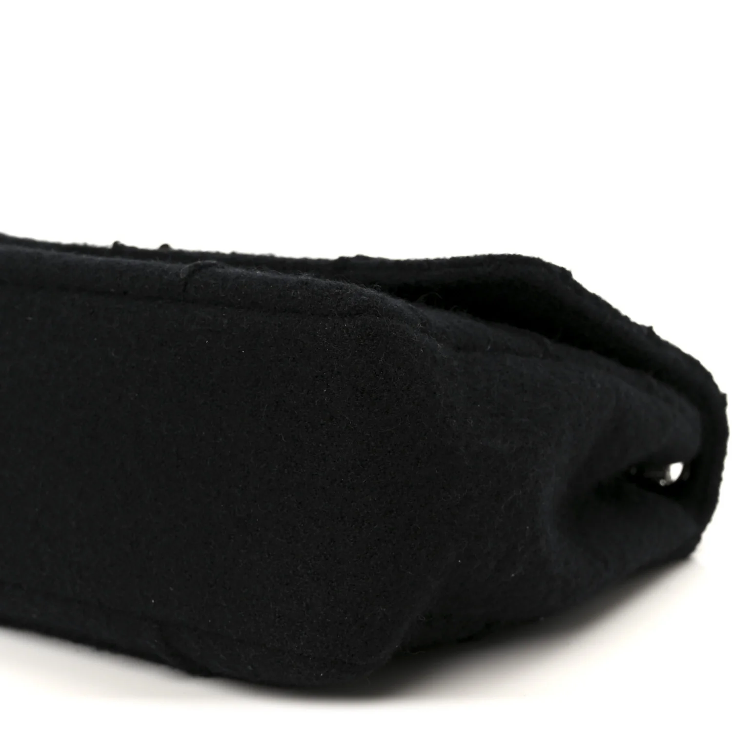 Wool Jumbo Chocolate Bar Mademoiselle Flap Black - Top Club