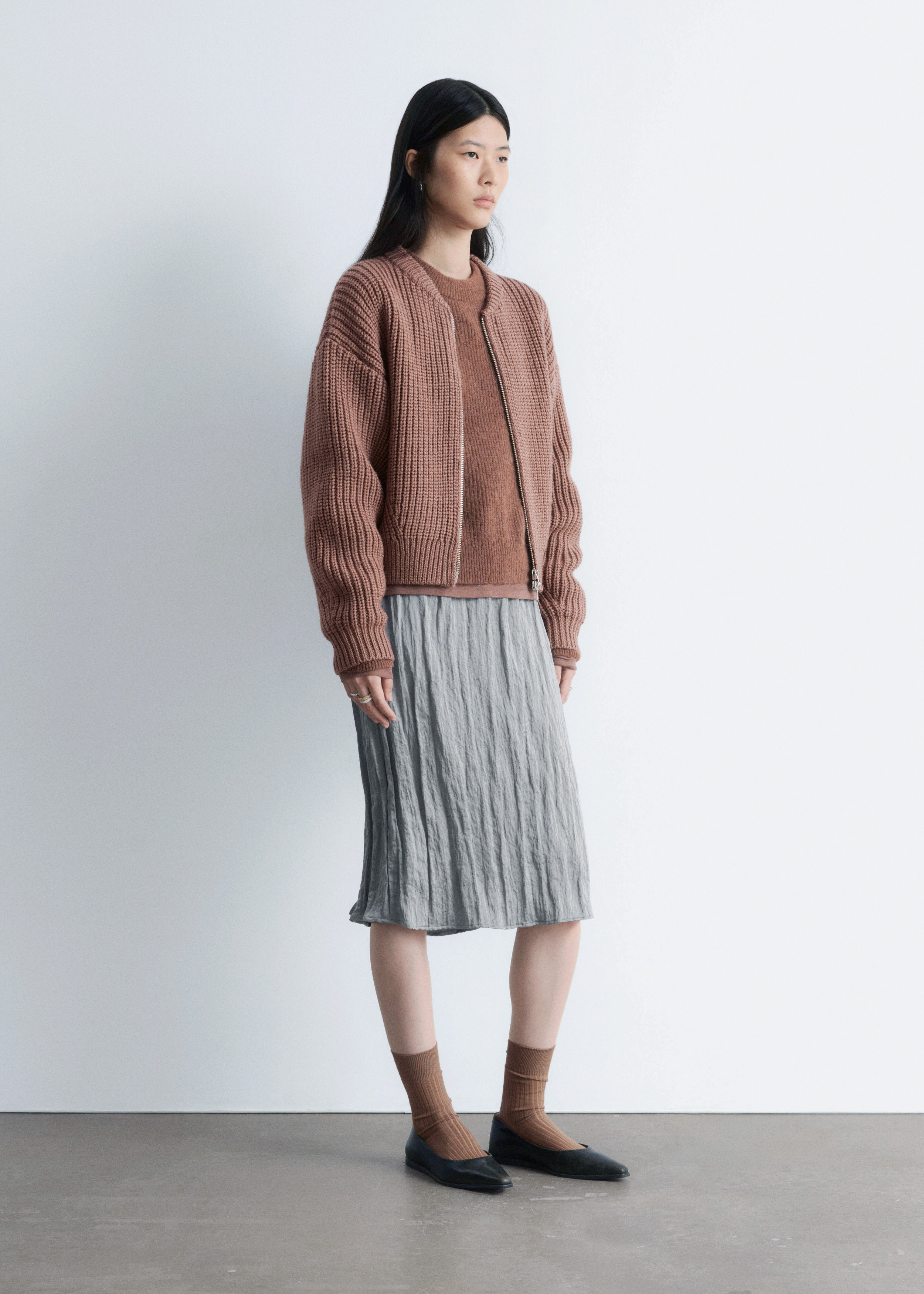 & Other Stories KNITTED WOOL BOMBER JACKET