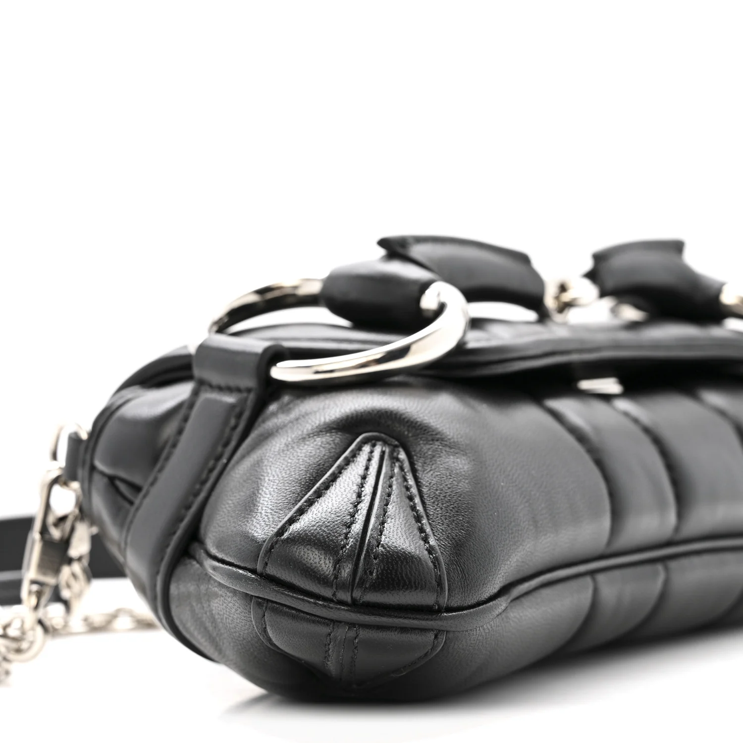 Nappa Vertical Matelasse Small Maxi Horsebit Chain Shoulder Bag Black - Top Club