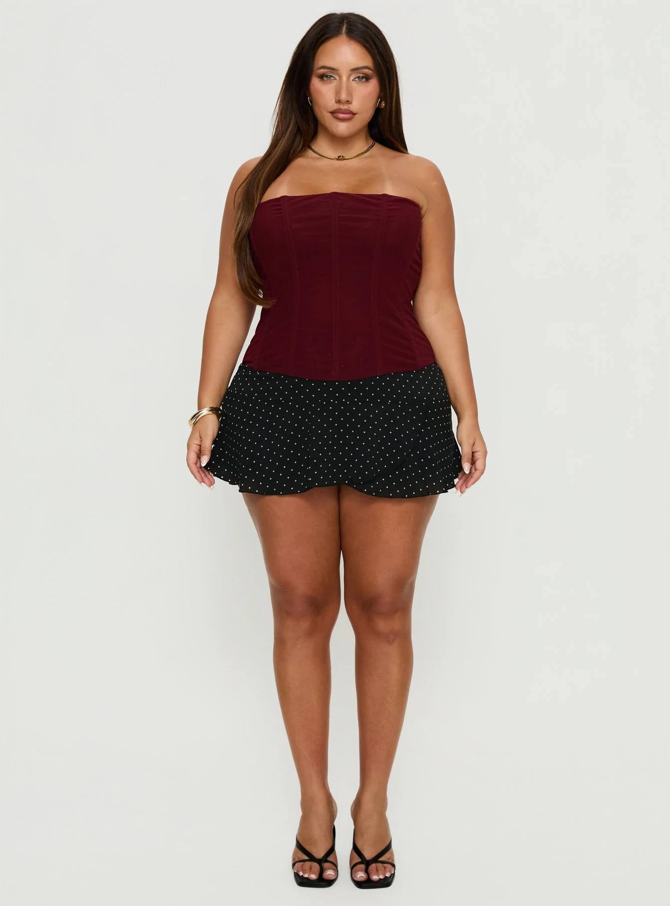 Sonsie Mini Skirt Black / White Polka Curve
