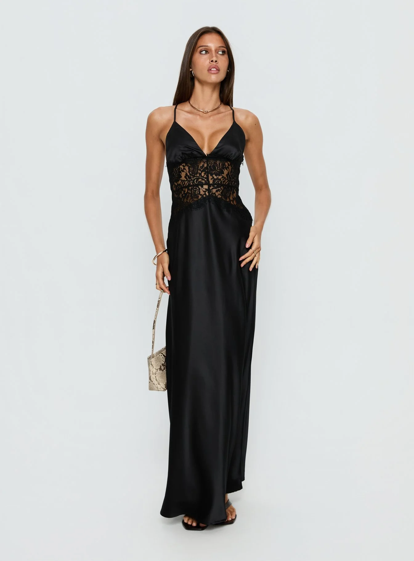 Klairee Lace Maxi Dress Black