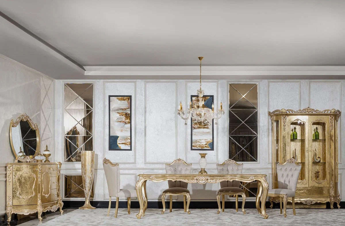 Luxury baroque display cabinet gold - handmade solid wood display cabinet with 2 glass doors and drawer - luxury furniture in baroque style - baroque furniture - noble & magnificent
