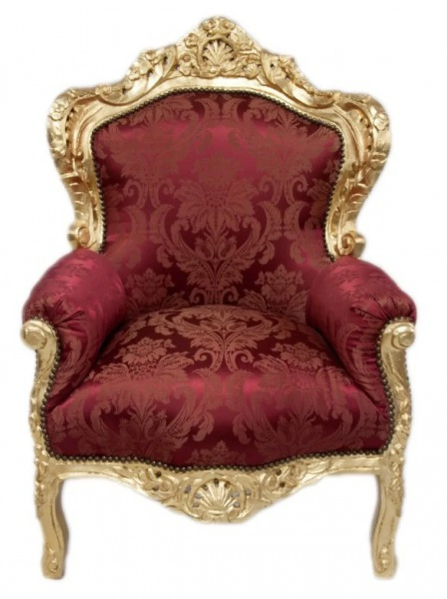 Baroque Armchair King Bordeaux Pattern / Gold Mod2 - Furniture Antique Style