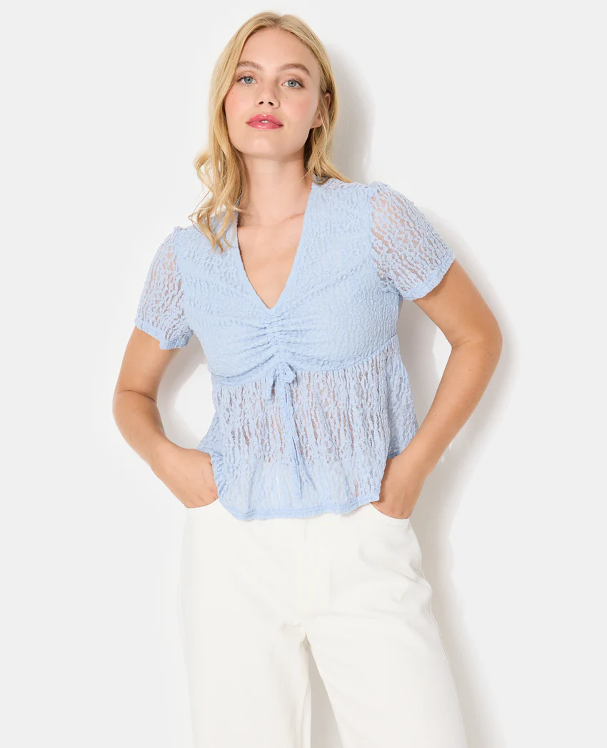Pimkie Top en dentelle avec col V et lien coulissé