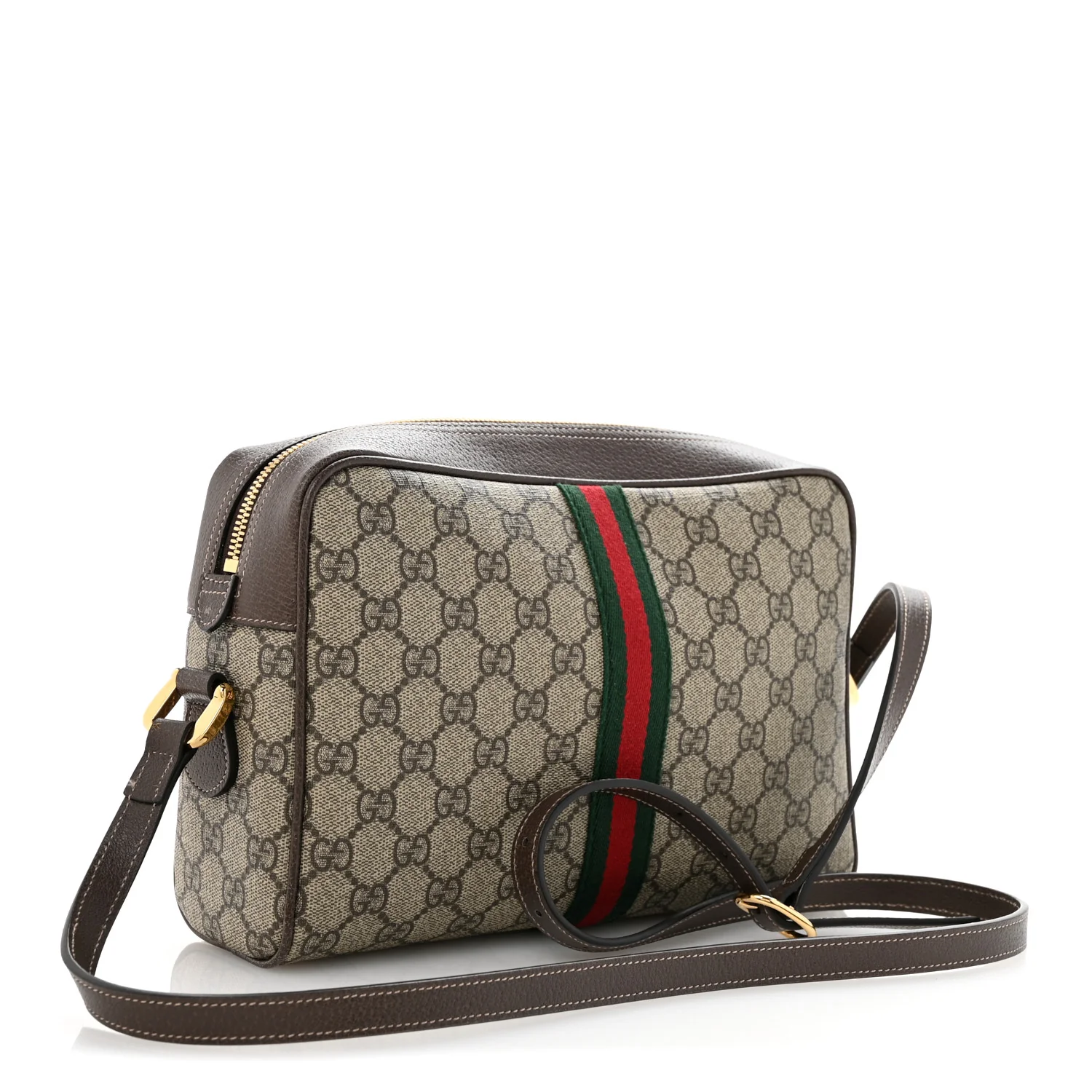 GG Supreme Monogram Web Small Ophidia Shoulder Bag Brown - Top Club
