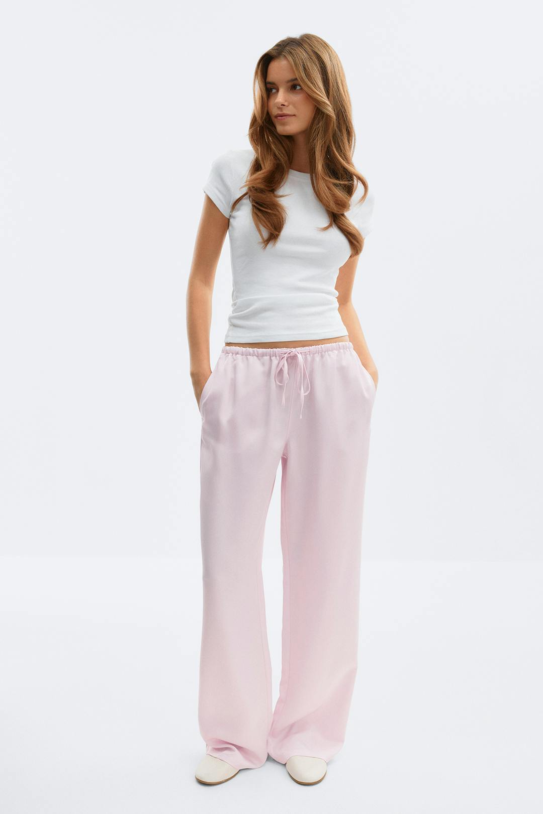 Gina Tricot drawstring satin trousers