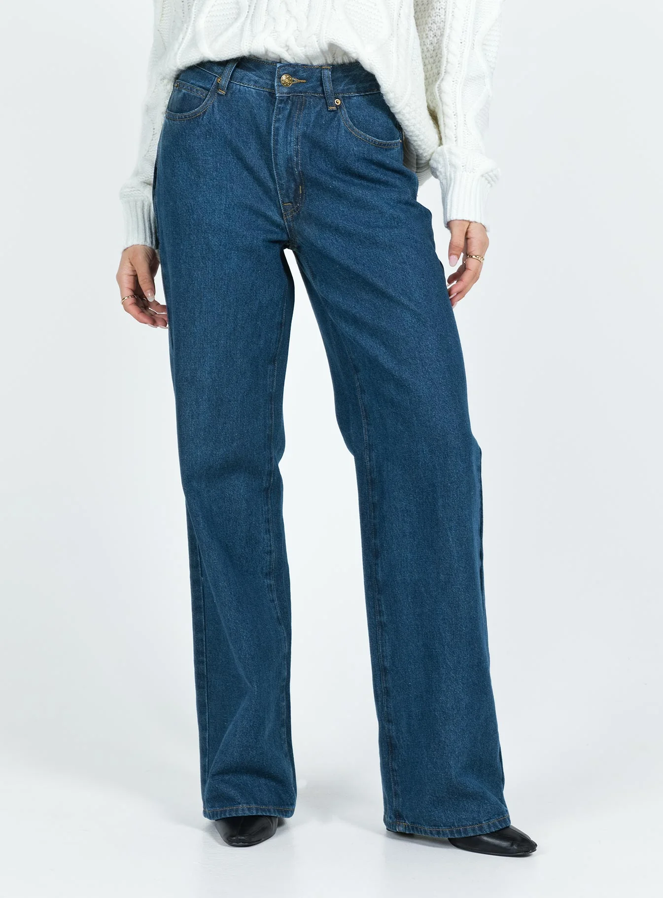 Top Model Low Rise Straight Leg Jeans Dark Denim