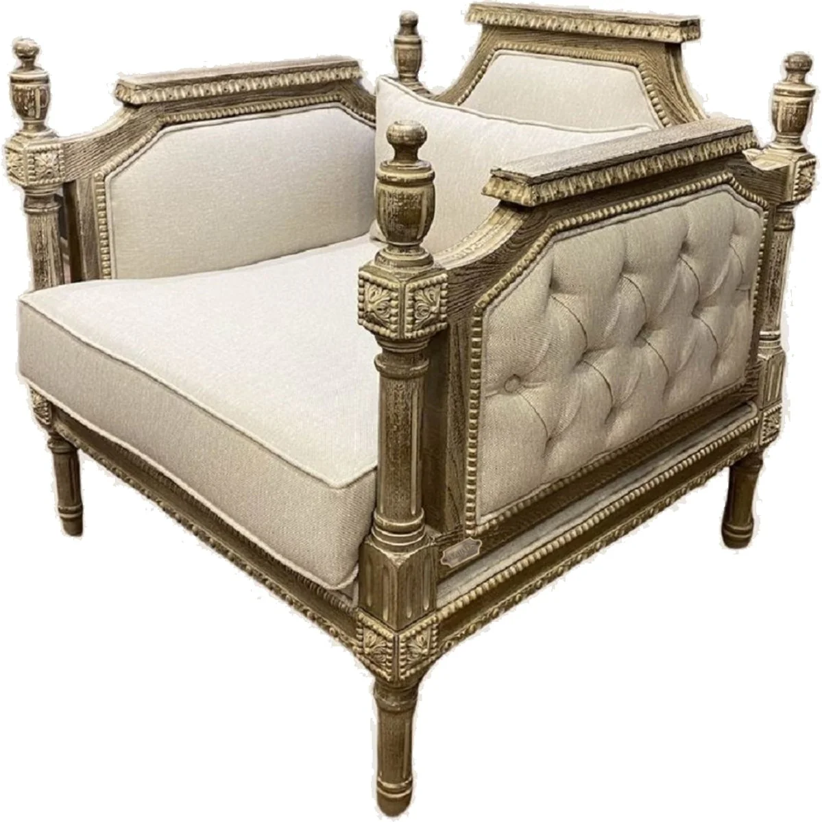 Pompöös by Luxus Barock Sessel Provence Beige / Grau-Braun - Designed by Harald Glööckler