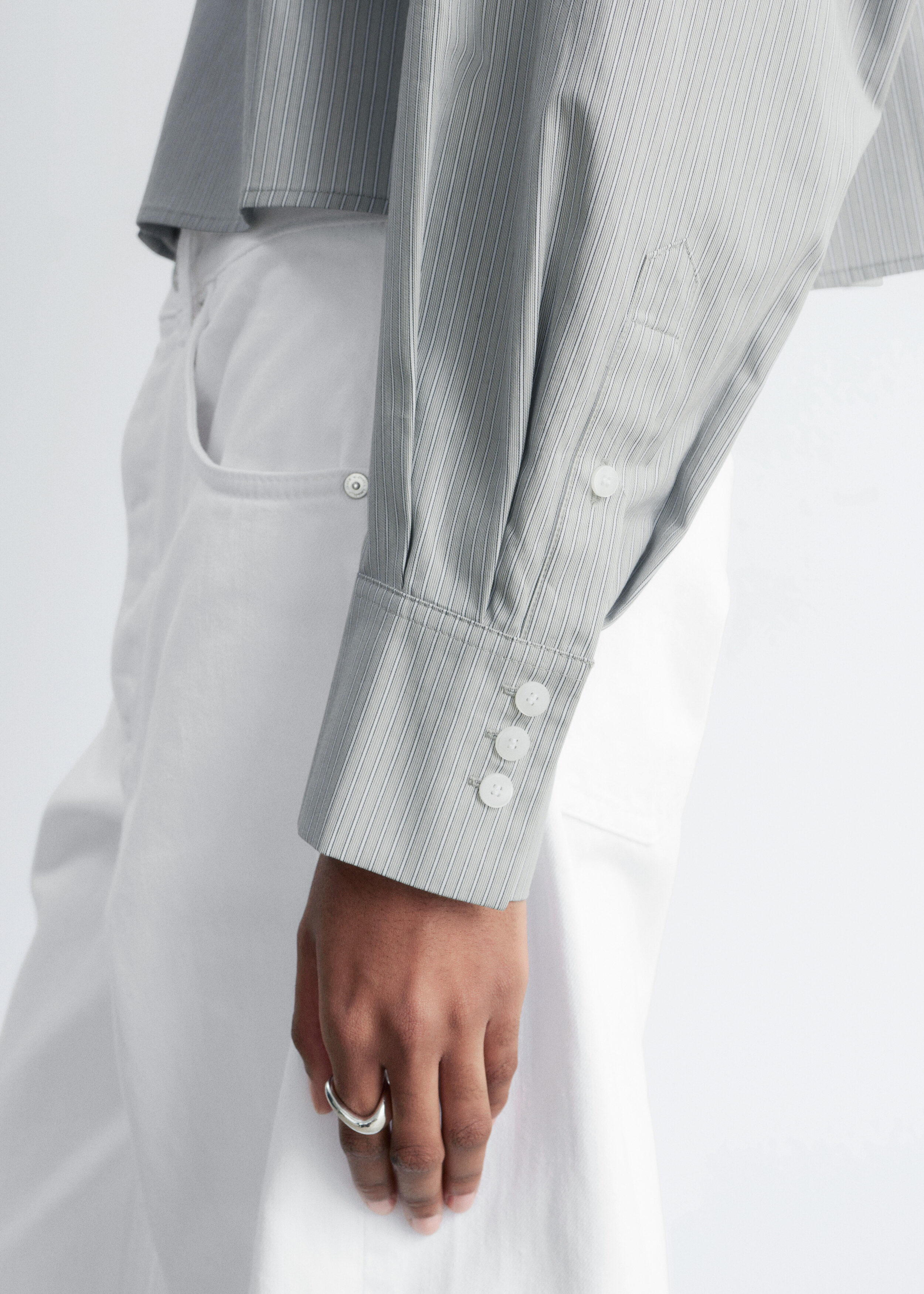 & Other Stories CROPPED OVERSIZED COTTON SHIRT