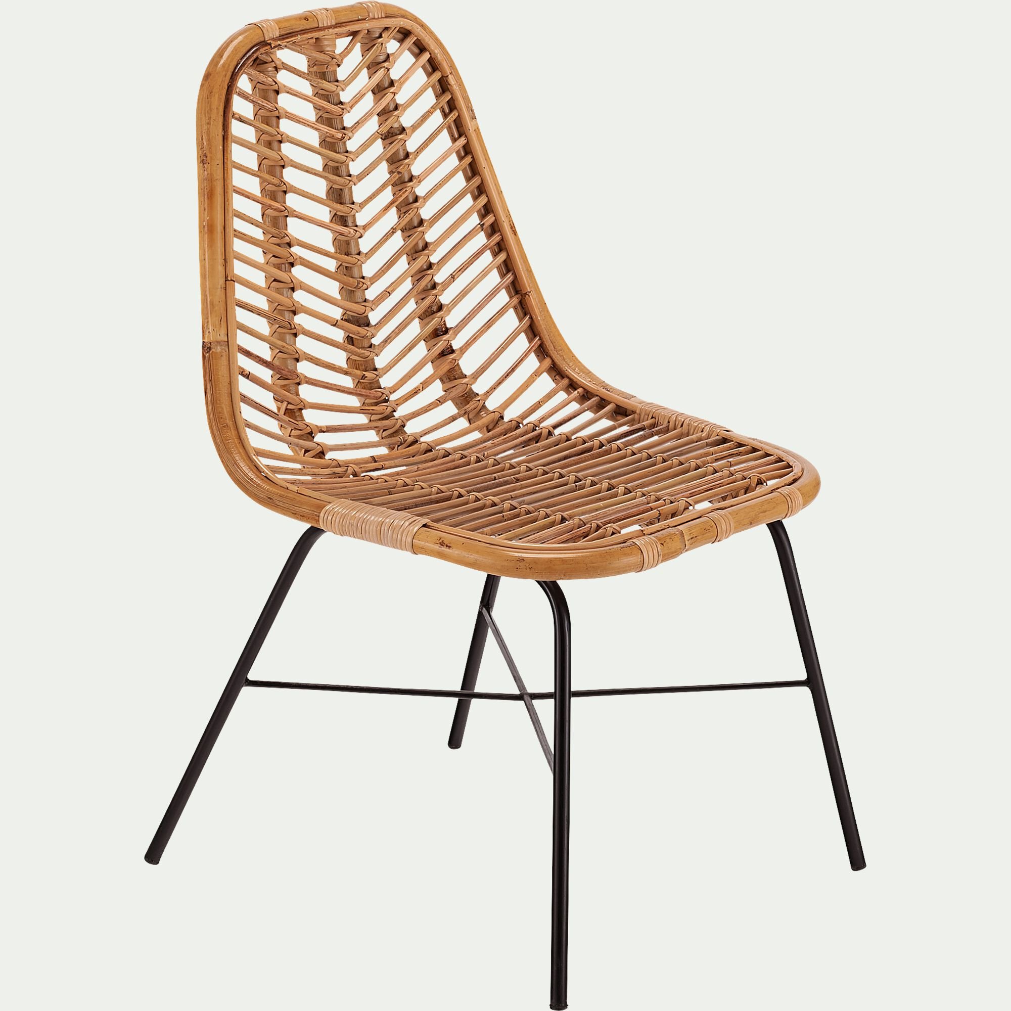 LUPIN - Chaise en rotin et piètement en acier- naturel