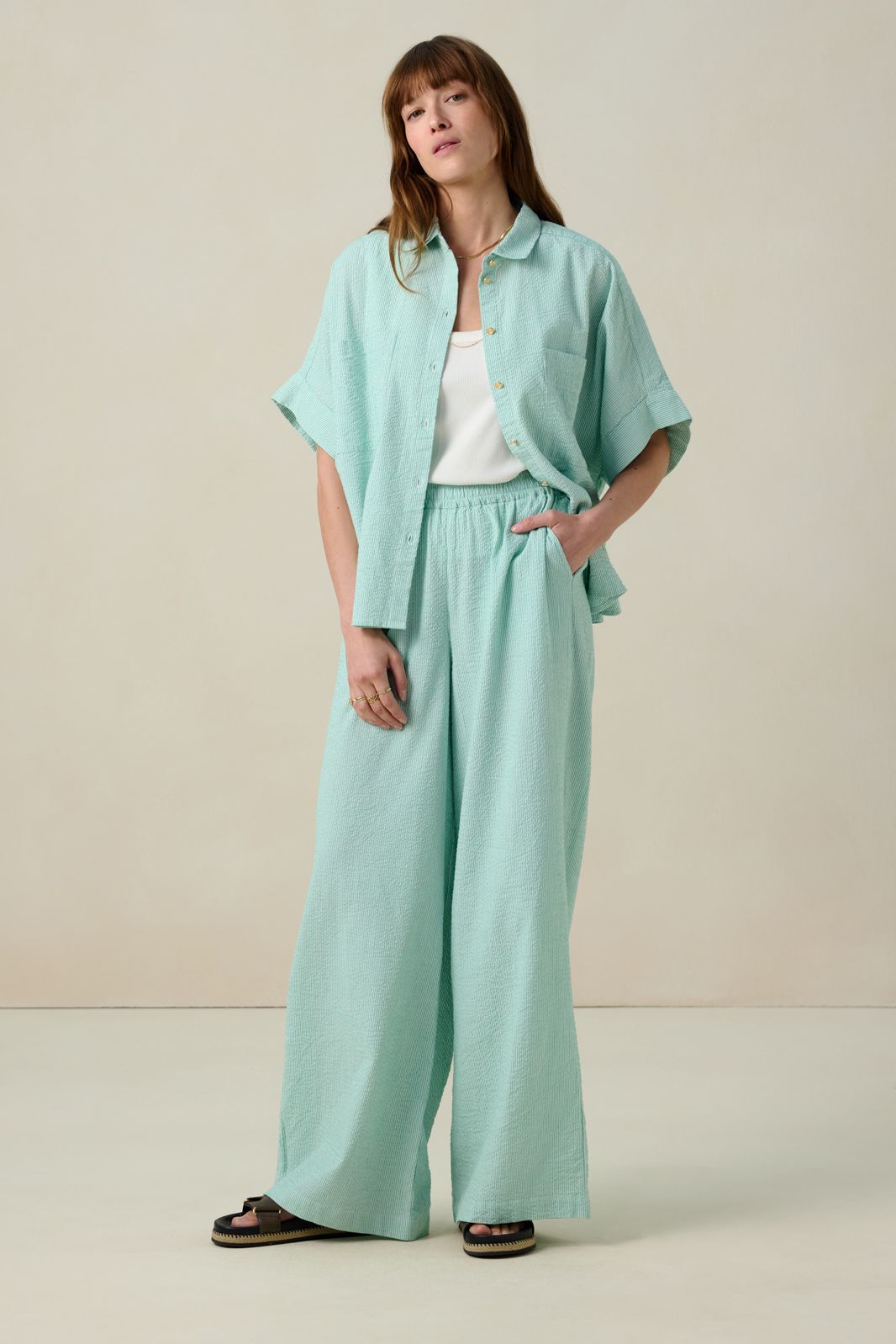 Groen gestreepte blouse