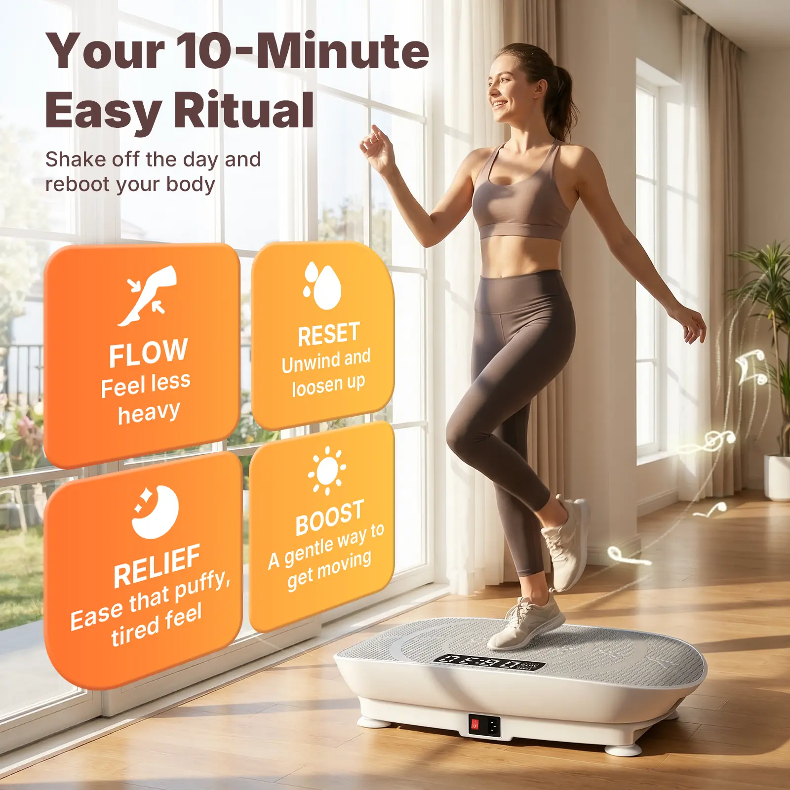 【Creator Live Exclusive】Merach Vibration Plate Exercise Machine, Compact Design with Lymphatic Drainage, High Frequency for Low Impact Full Body Workout, 400Lbs Capacity for Home Gym Kit Workout Equipment Summervibes