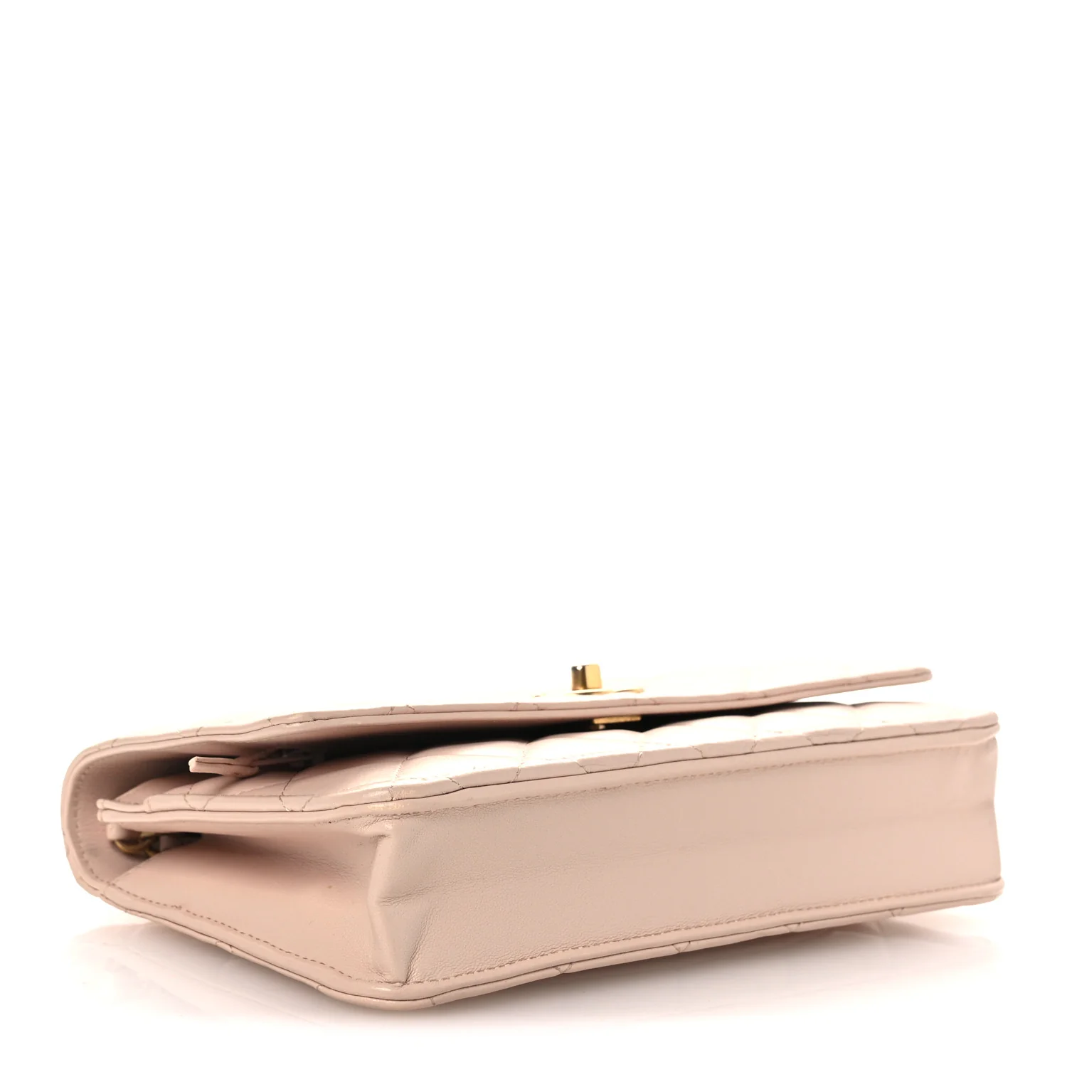 Lambskin Quilted CC Pearl Crush Wallet on Chain WOC Light Pink - Top Club