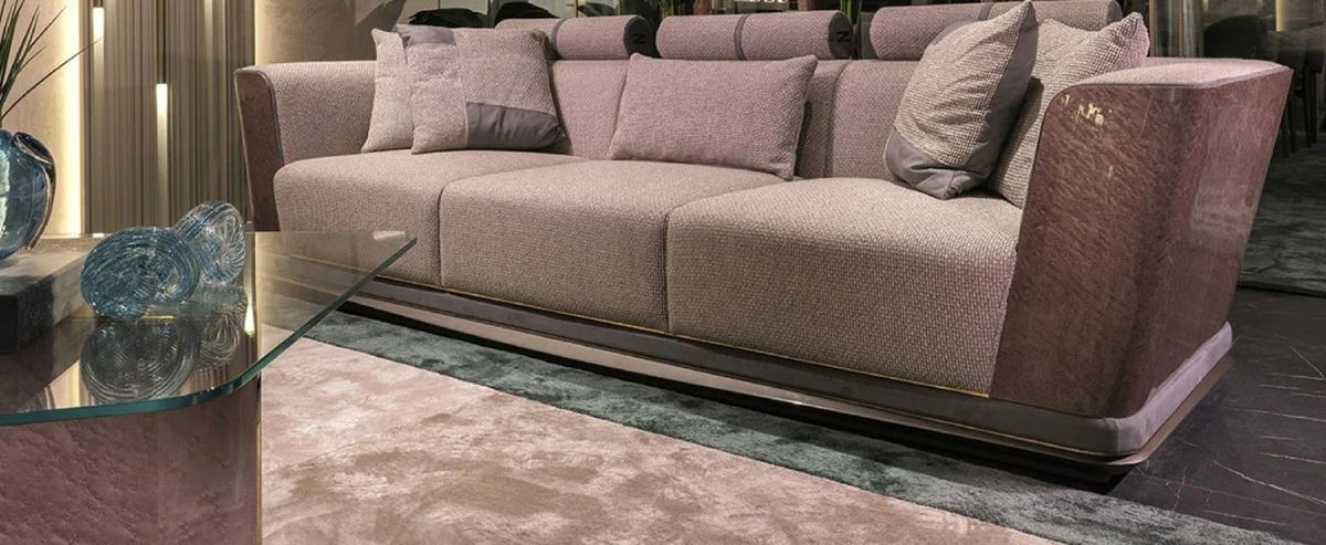 Luxury sofa gray / blue / gold 280 x 98 x H. 85 cm - living room sofa - hotel sofa - living room furniture - living room furniture - hotel furniture - luxury furniture - luxury furniture