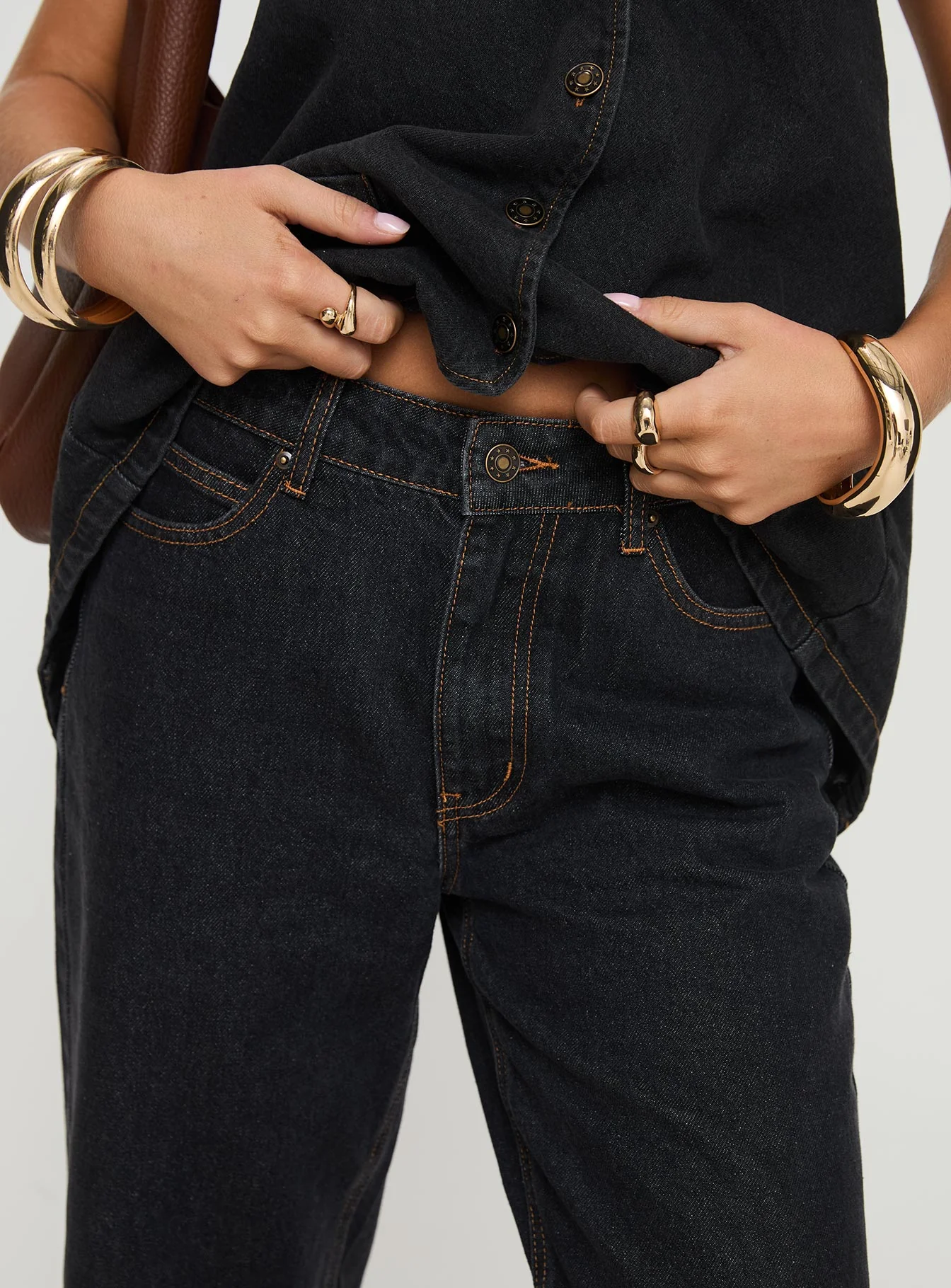 Top Model Low Rise Straight Leg Jeans Charcoal