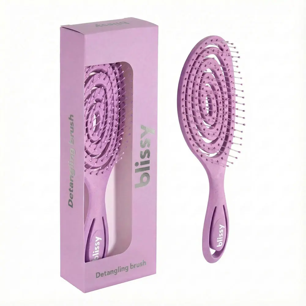 Blissy Detangling Brush – Flexible Silicone Bristles – Glides Through Knots Without Breakage