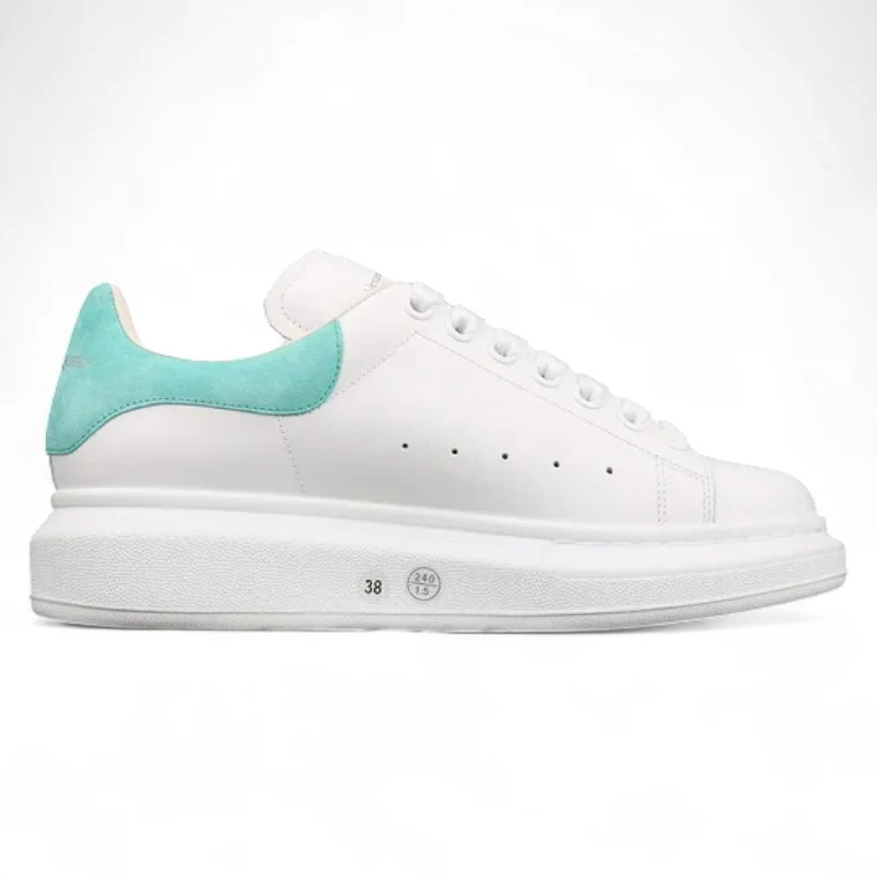 Alexander McQueen Oversized Sneakers – White with Teal Heel Tab - Sneaker Replica Workshop