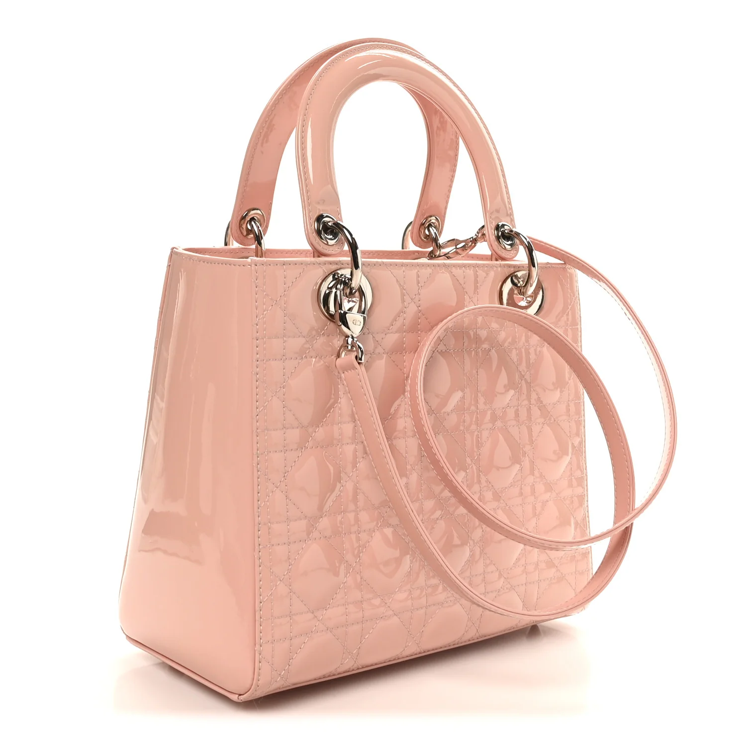 Patent Cannage Medium Lady Dior Light Pink - Top Club