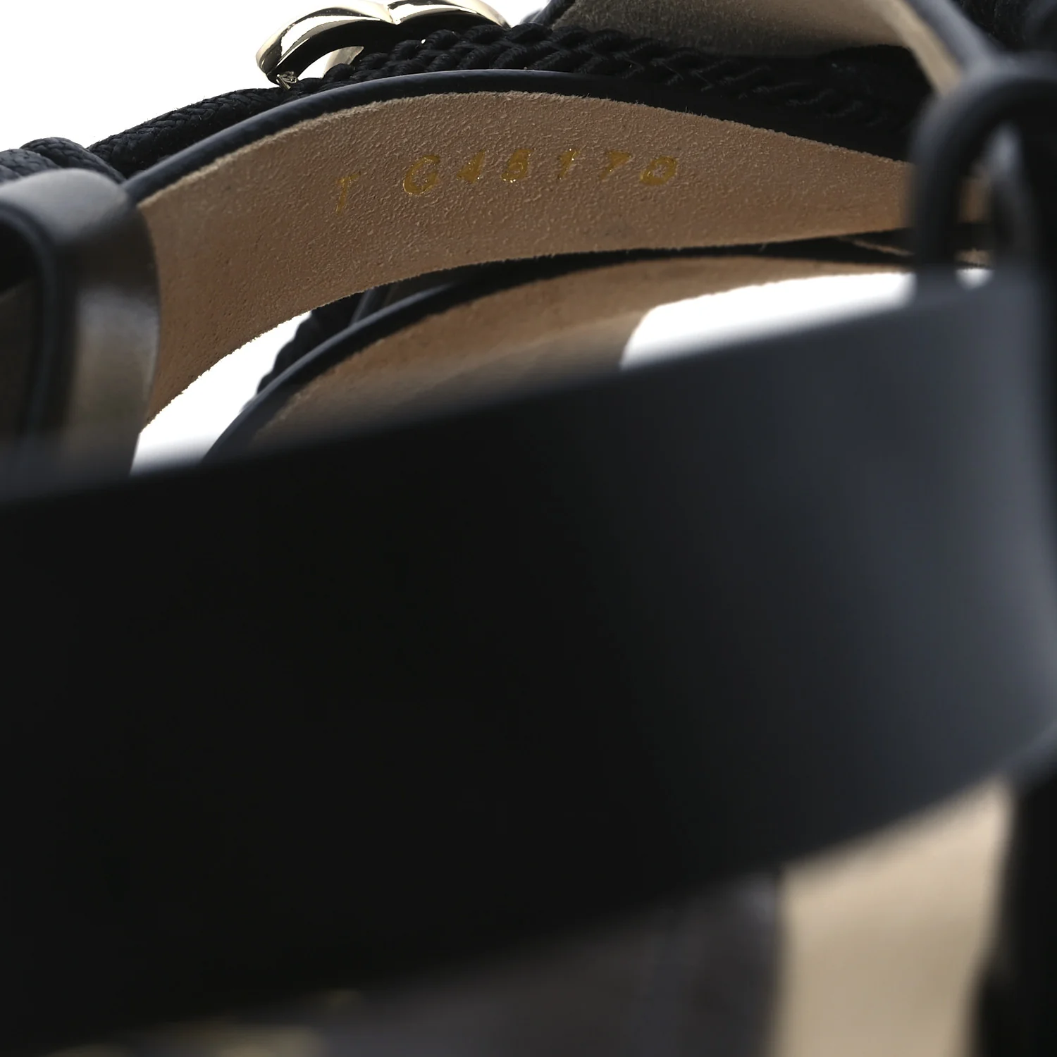Calfskin Cord Pearl CC Sandals 38 Black - Top Club
